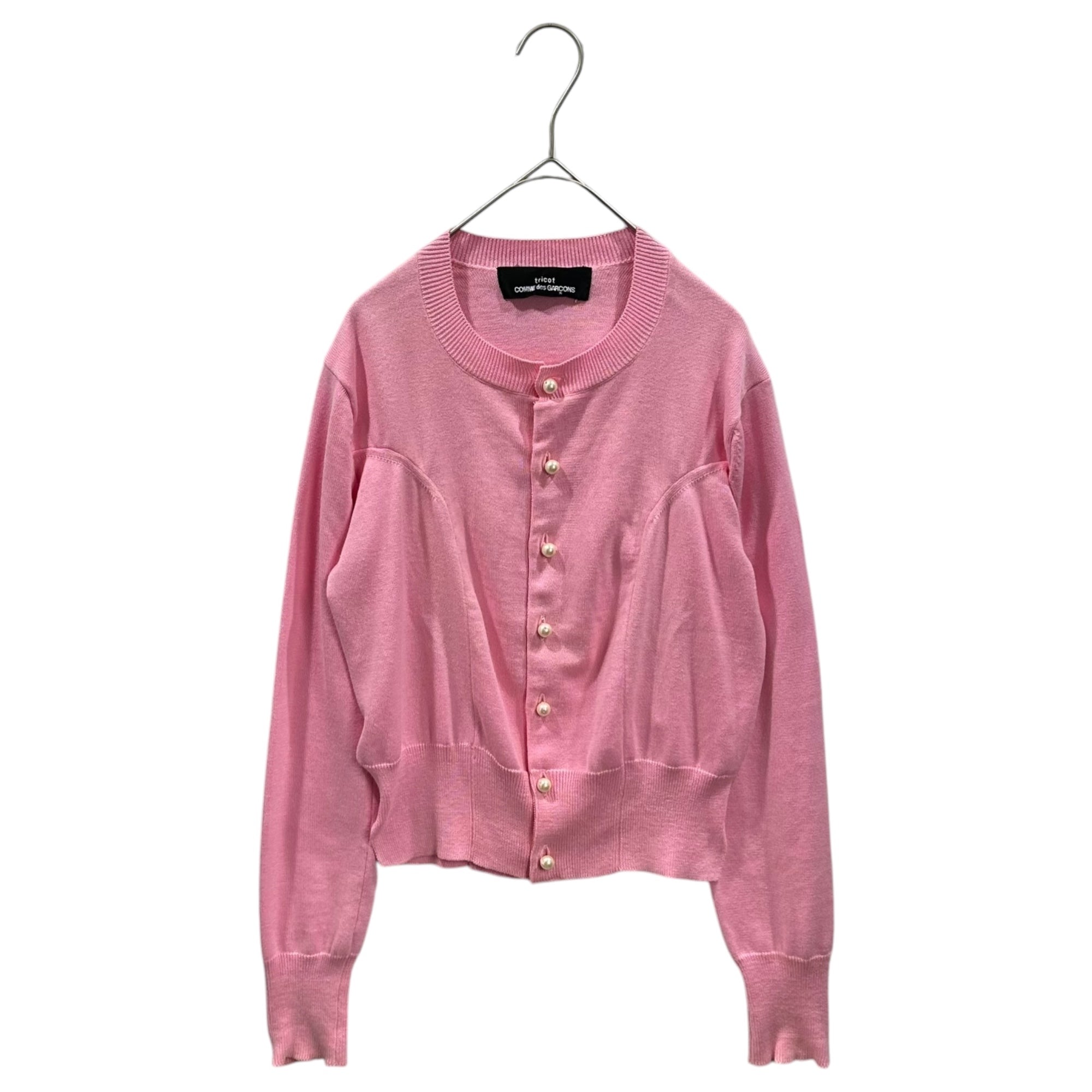 tricot COMME des GARCONS(トリココムデギャルソン) 2003SS Pearl-Effect Button Cotton Knit Cardigan パール調ボタン コットンニット カーディガン TI-N014 FREE ピンク AD2002