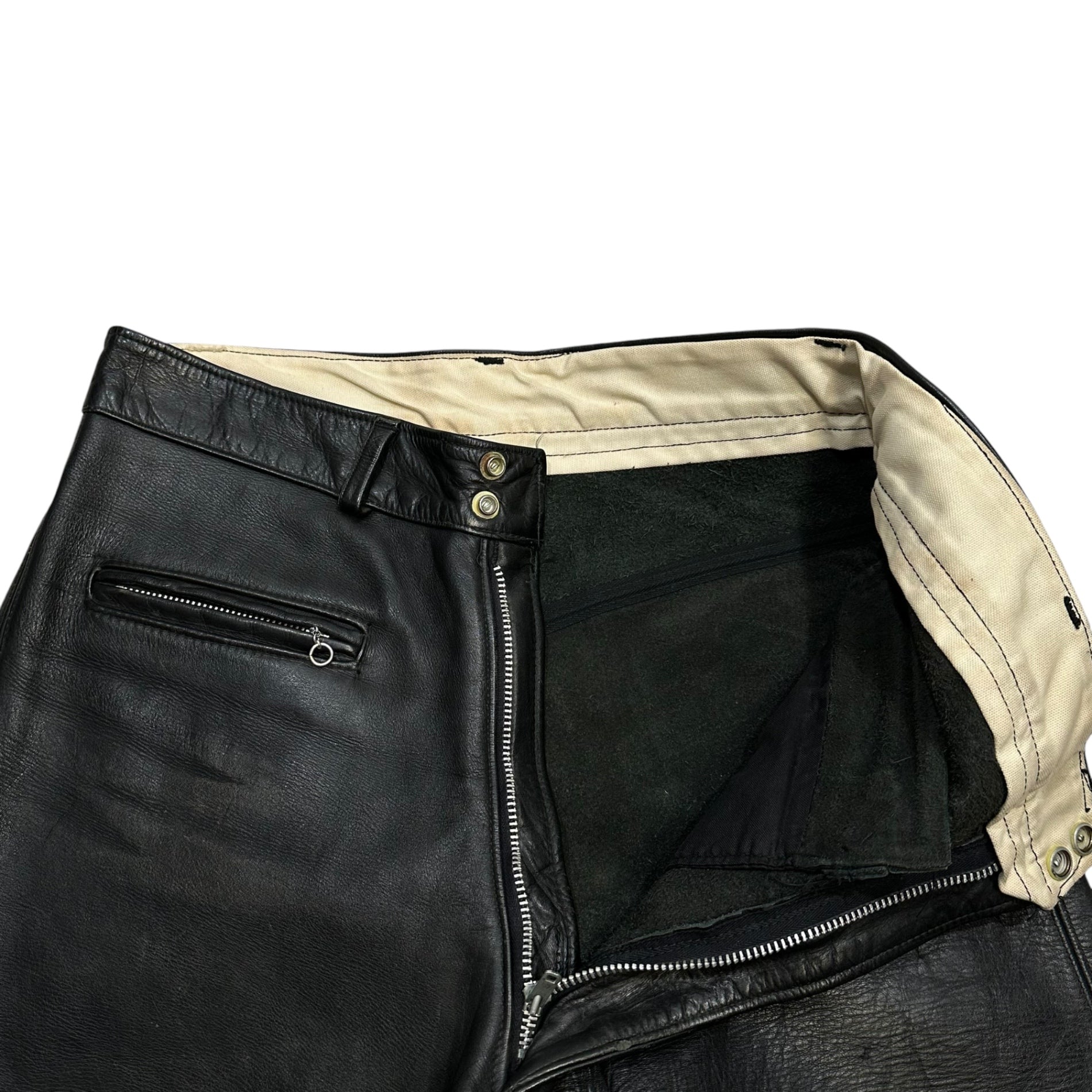 VINTAGE(ヴィンテージ) TALON Zip 3-Pocket Leather Biker Pants 3ポケット レザー バイカー パンツ 32 ブラック
