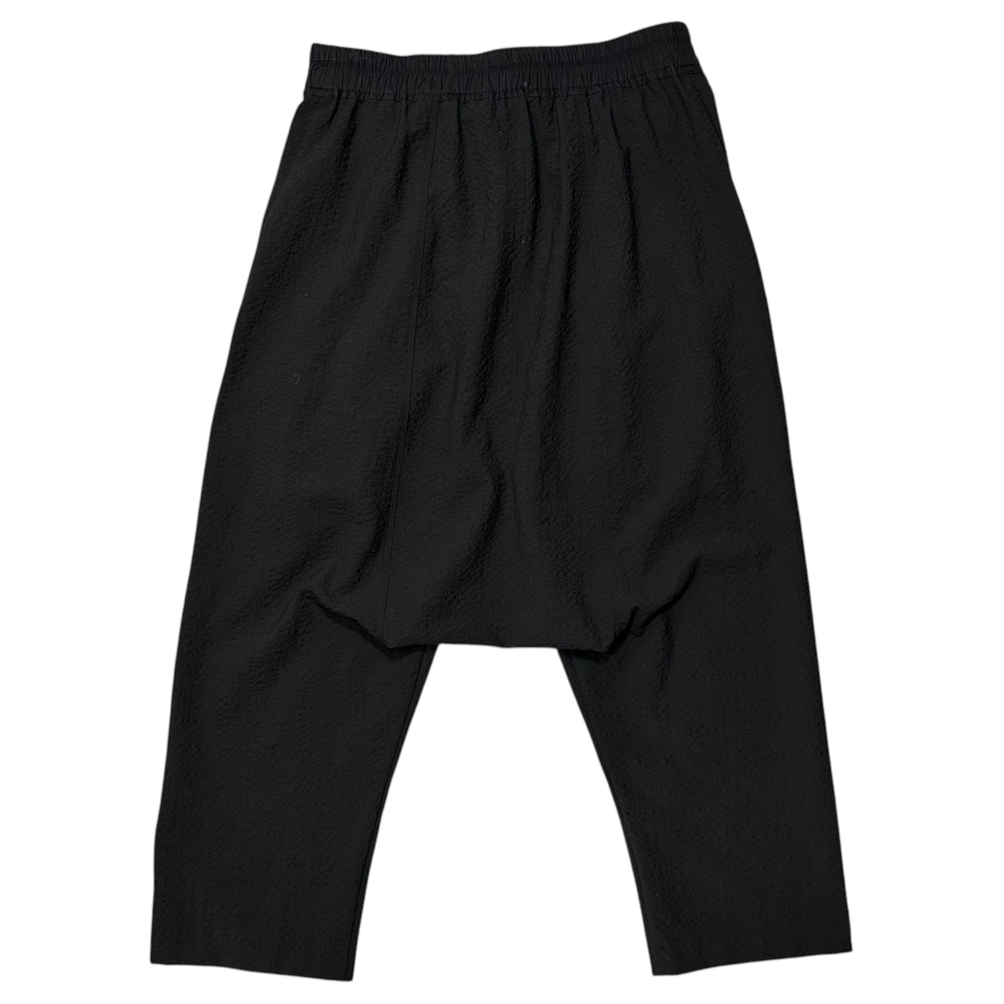 Rick Owens(リックオウエンス) 2016AW DRAWSTRING CROPPED PANTS ドローストリング クロップド サルエル パンツ RU16F6381-WO 46 ブラック Mastodon Seersucker