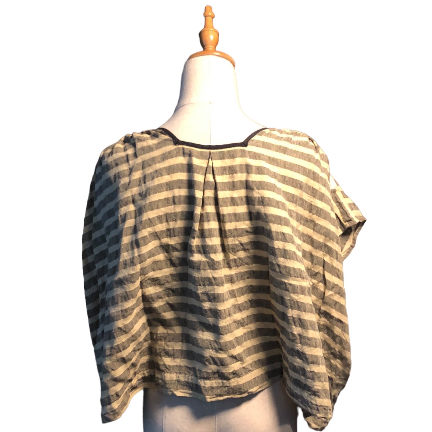 Tabrik(タブリク) sleeveless striped linen blouse スリーブレス ストライプ リネン ブラウス FREE  ベージュ×ブラック