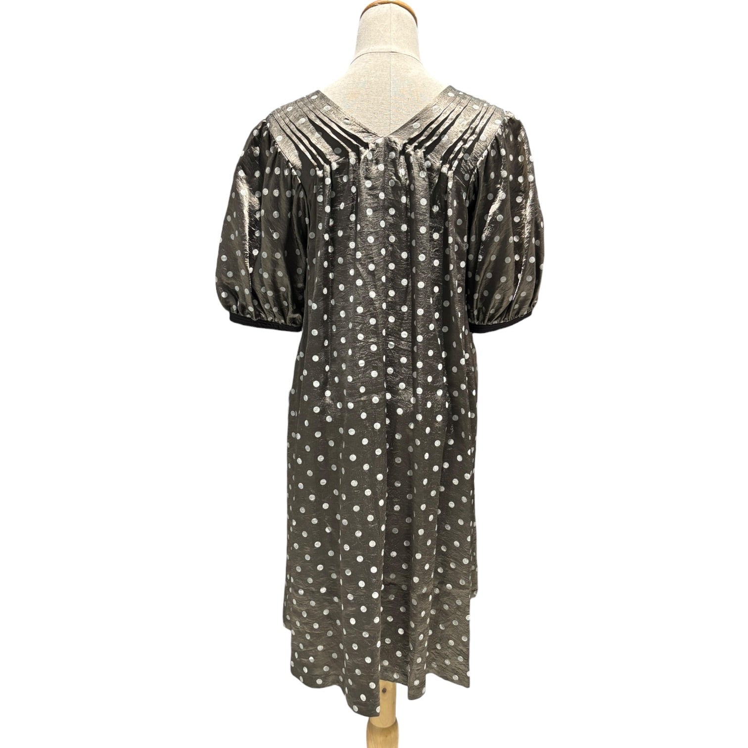 tricot COMME des GARCONS(トリココムデギャルソン) 09SS Polka Dot S/S Open Neck Dress ドット 半袖 オープンネック ワンピース TC-O011 M グレー×ホワイト AD2008