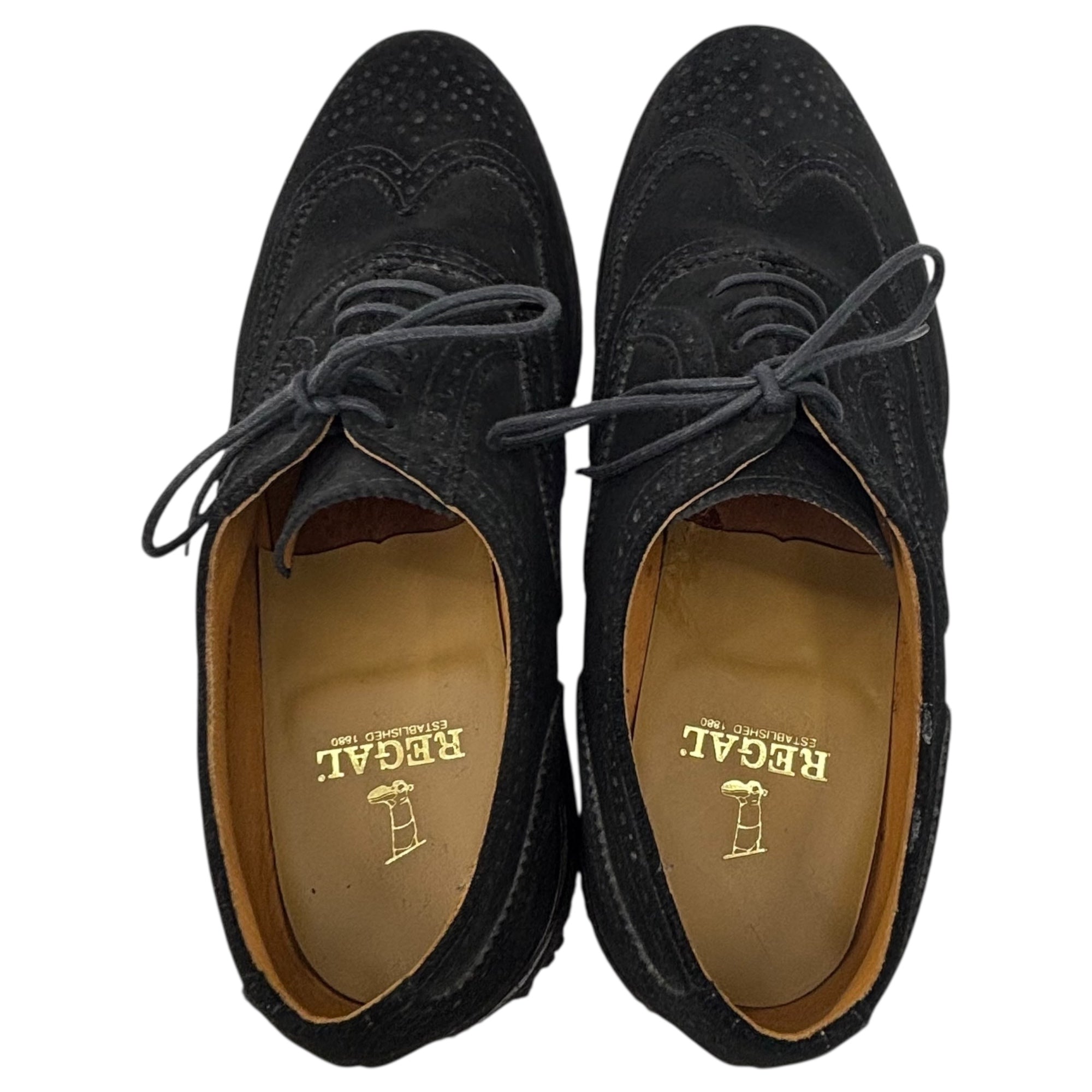REGAL(リーガル) Wingtip Crepe Sole Suede Leather Shoes ウィングチップ クレープソール スウェード レザー シューズ 25.5cm ブラック