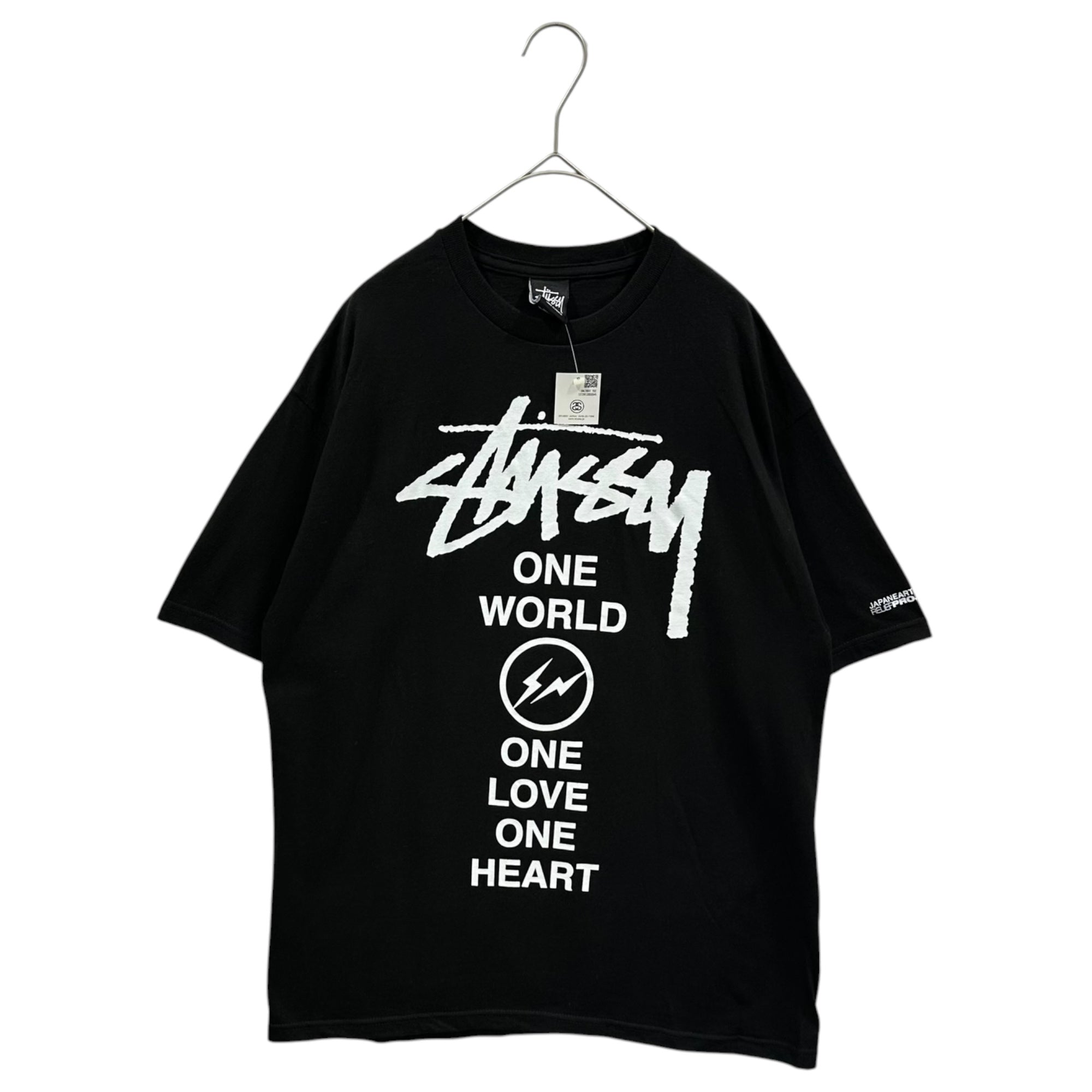 STUSSY×FRAGMENT DESIGN(ステューシー×フラグメントデザイン) 2011's ONE WORLD ONE HEART TEE チャリティー Tシャツ M ブラック ロゴ コラボ