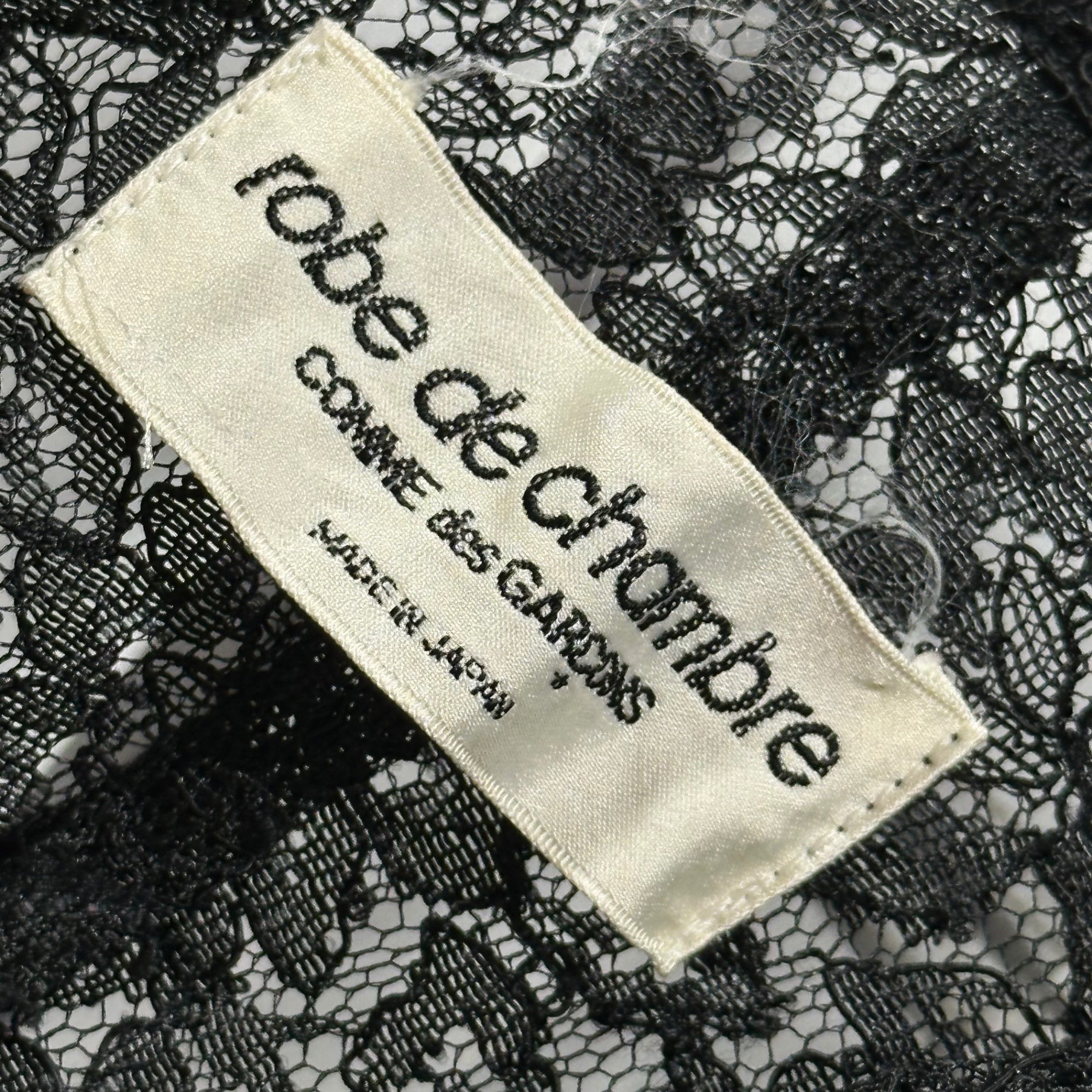 robe de chambre COMME des GARCONS(ローブドシャンブルコムデギャルソン) 1996SS Gingham Check Flap All-Lace Shirt Jacket ギンガムチェック フラップ 総レース シャツ ジャケット RJ-100250 FREE ブラック AD1995 90年代 アーカイブ