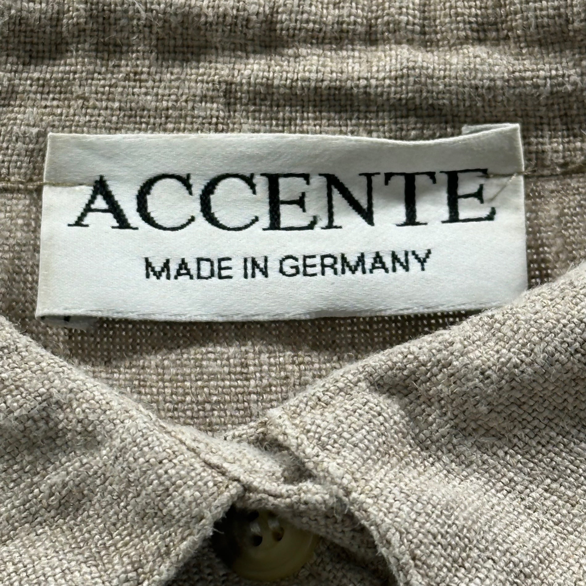 VINTAGE(ヴィンテージ) 80's ACCENTE Vintage German Work Two-Tone Wing Collar Shirt 80年代 ヴィンテージ ドイツ ワーク バイカラー 比翼 シャツ FREE ベージュ×ブラック レディース合わせ