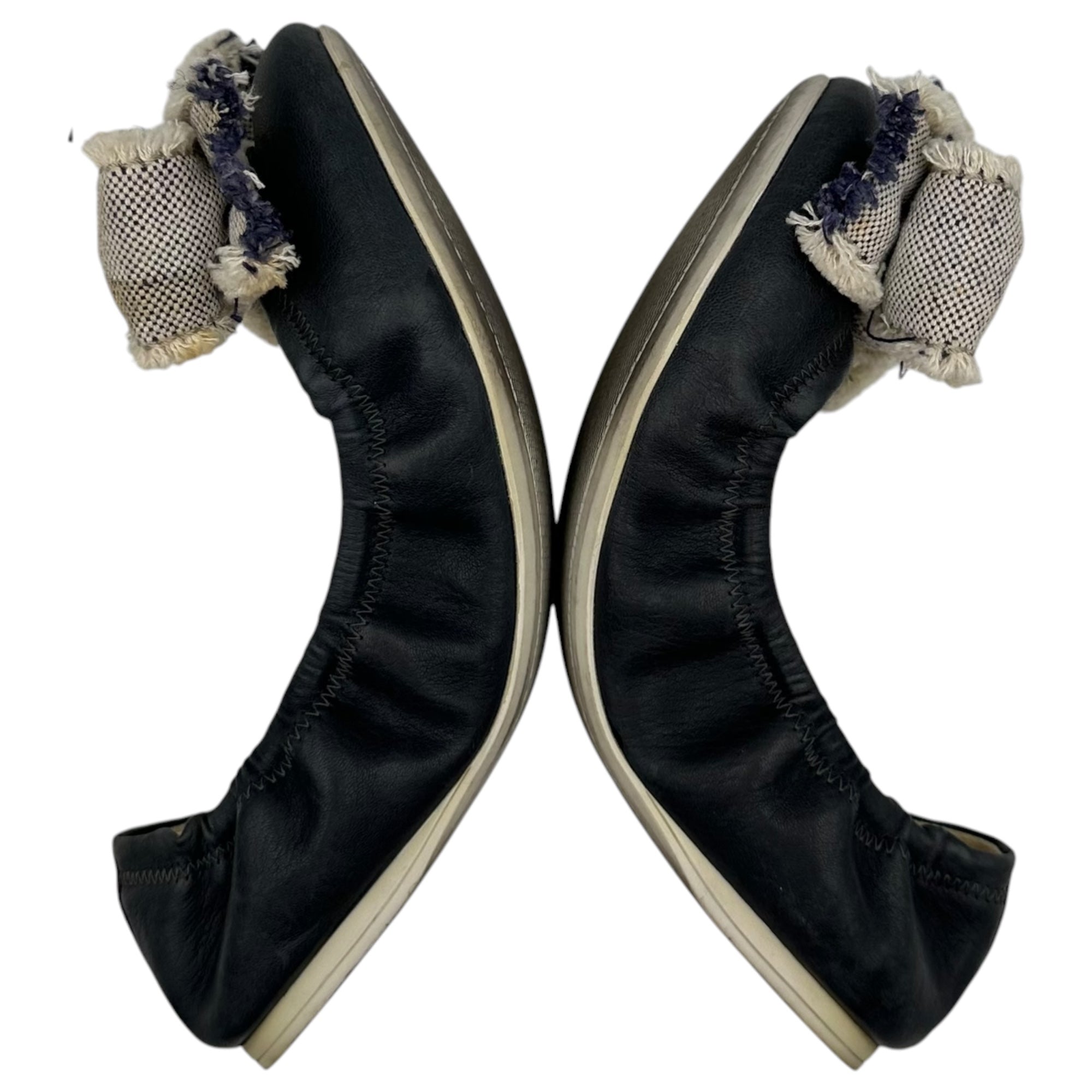 PRADA SPORT(プラダスポーツ) Leather Bow Ballet Flats リボン レザー バレーシューズ 37 1/2(24.0cm程度) ネイビー