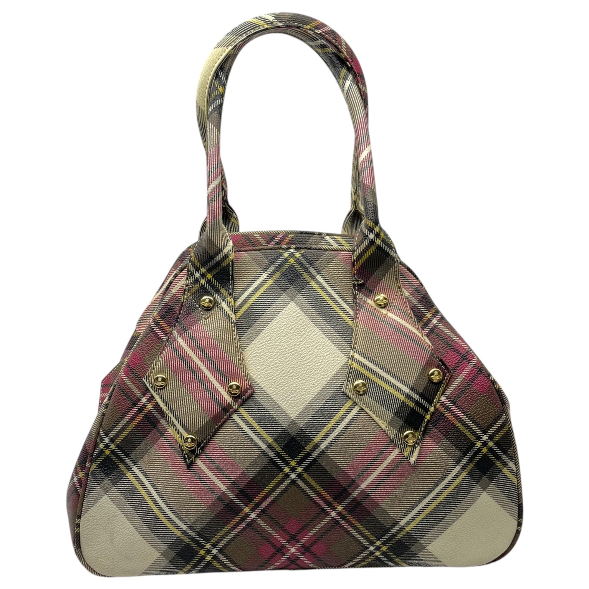 Vivienne Westwood(ヴィヴィアンウエストウッド) Plaid Yasmin Handbag チェック柄 ヤスミン ハンド バッグ アイボリー×レッド