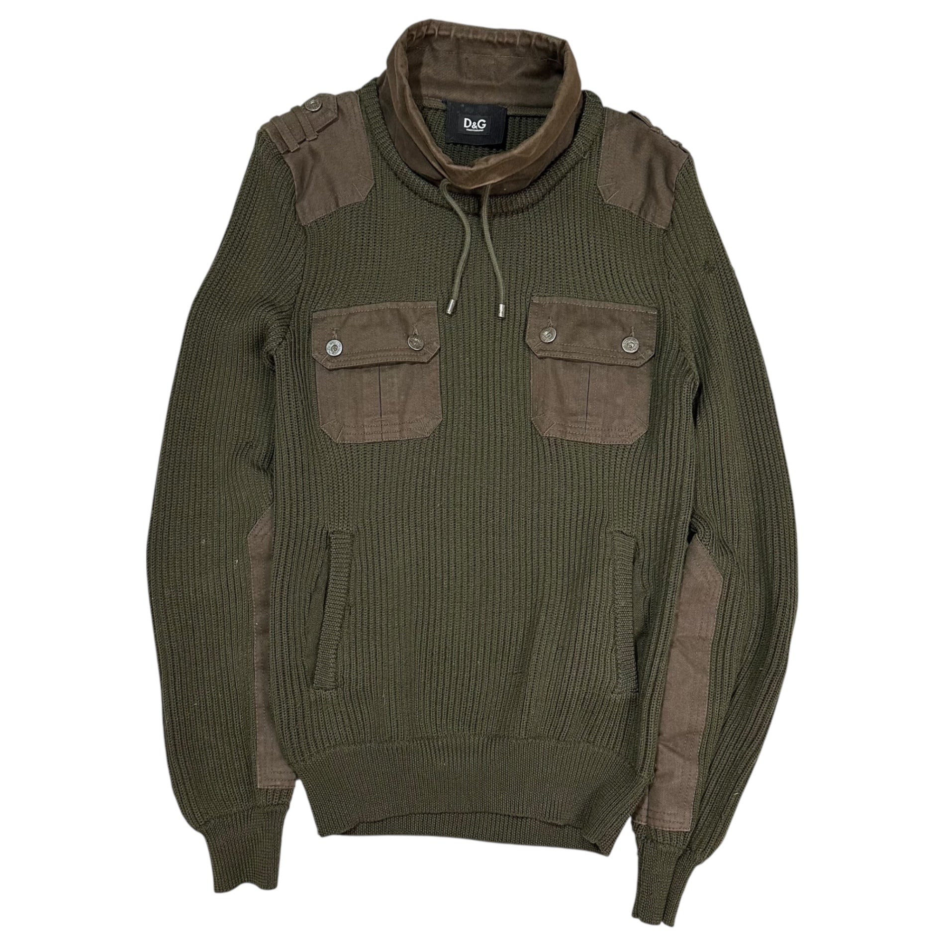 D&G(ディー&ジードルガバドルチェ&ガッバーナ) Military Pocket Pullover Wool Knit ミリタリー ポケット プルオーバー ウール ニット RK0366/SK611 M ブラウン