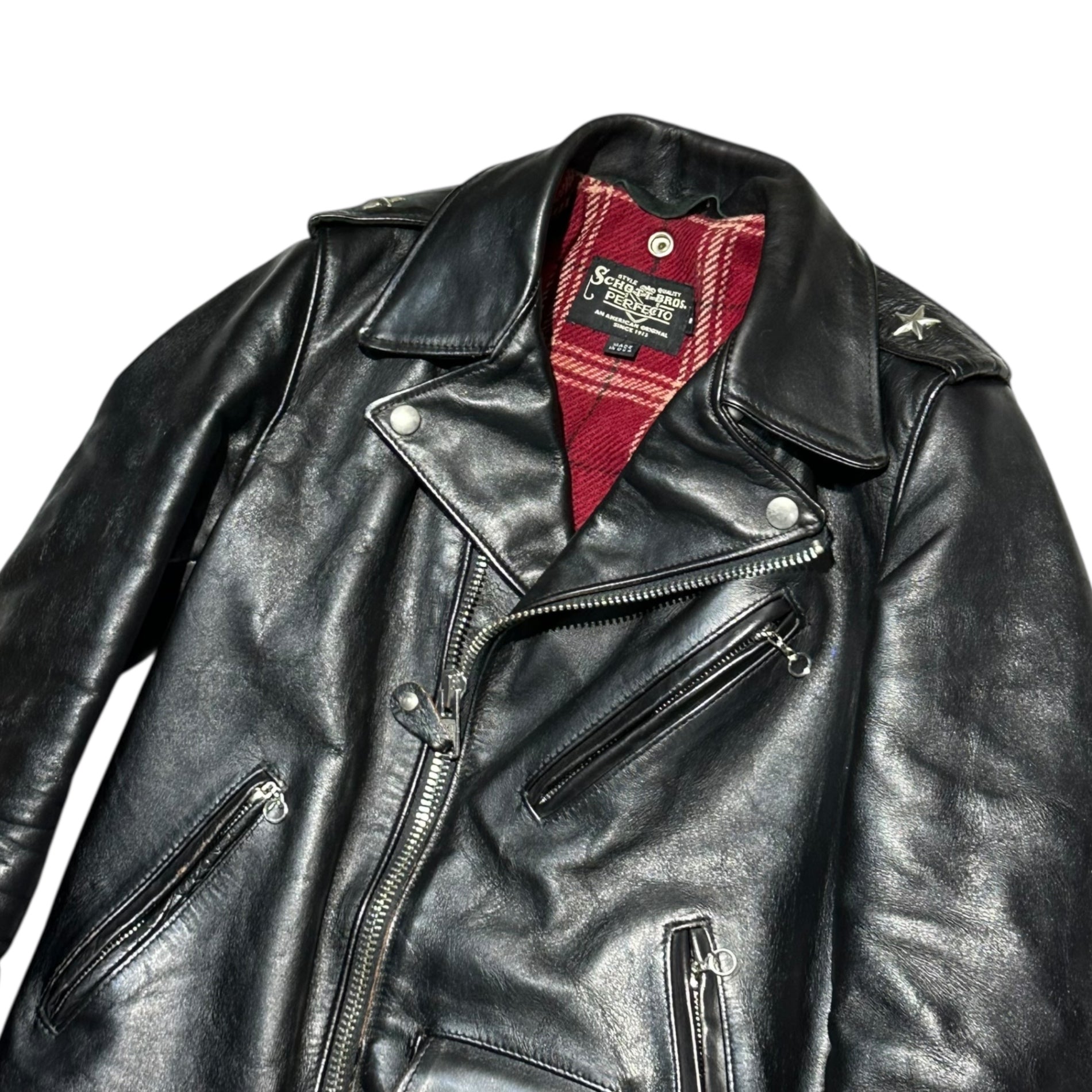 SCHOTT(ショット) Onestar 613SJH - SPECIAL HORSESHIDE ワンスター スペシャル ホースハイド 7544 34 ブラック 馬革 ダブル ライダース レザー ジャケット