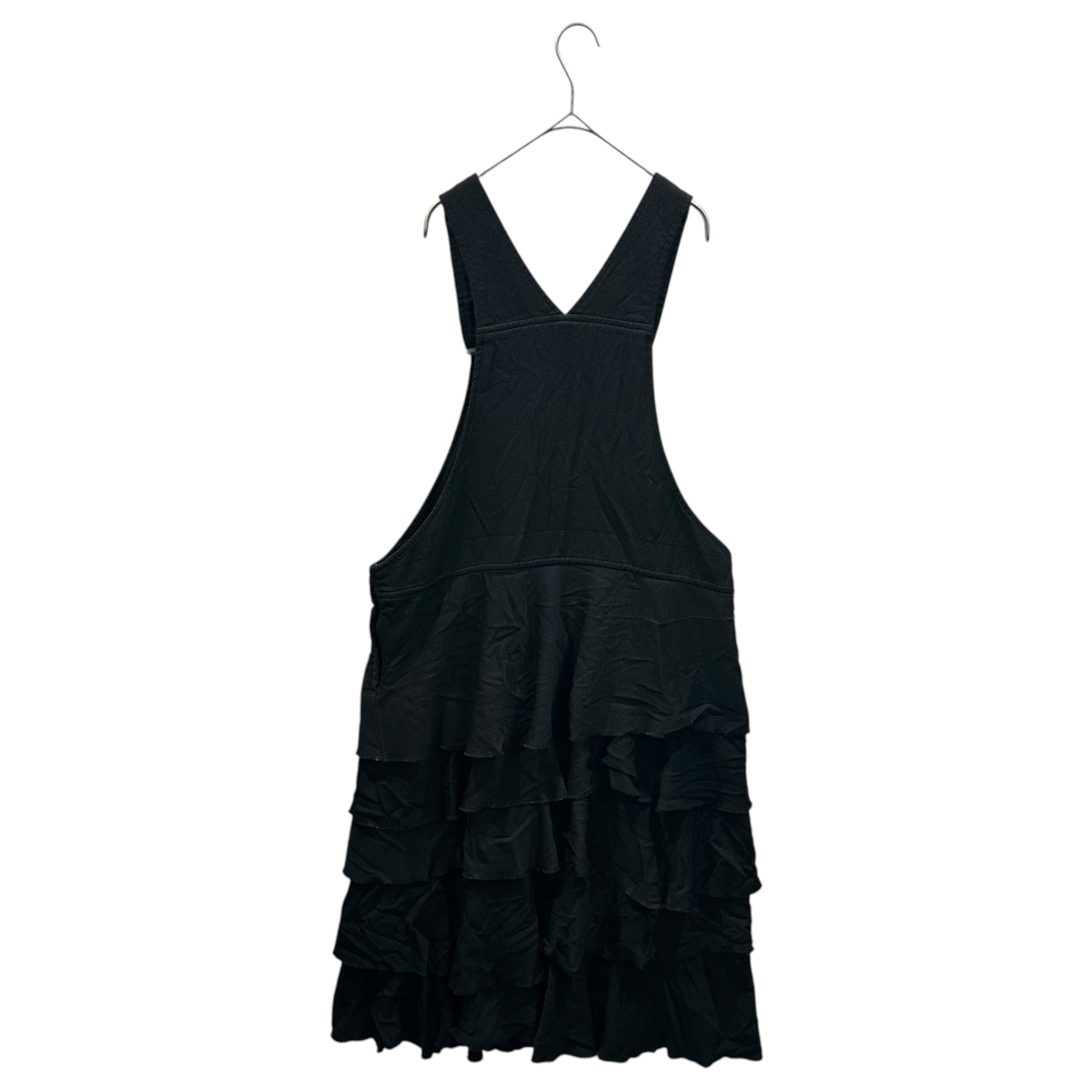 BLACK COMME des GARCONS(ブラックコムデギャルソン) 2022AW Polyester fulling tiered jumper skirt ポリ縮絨 ティアード ジャンパースカート 1J-A003 S ブラック AD2022 ワンピース