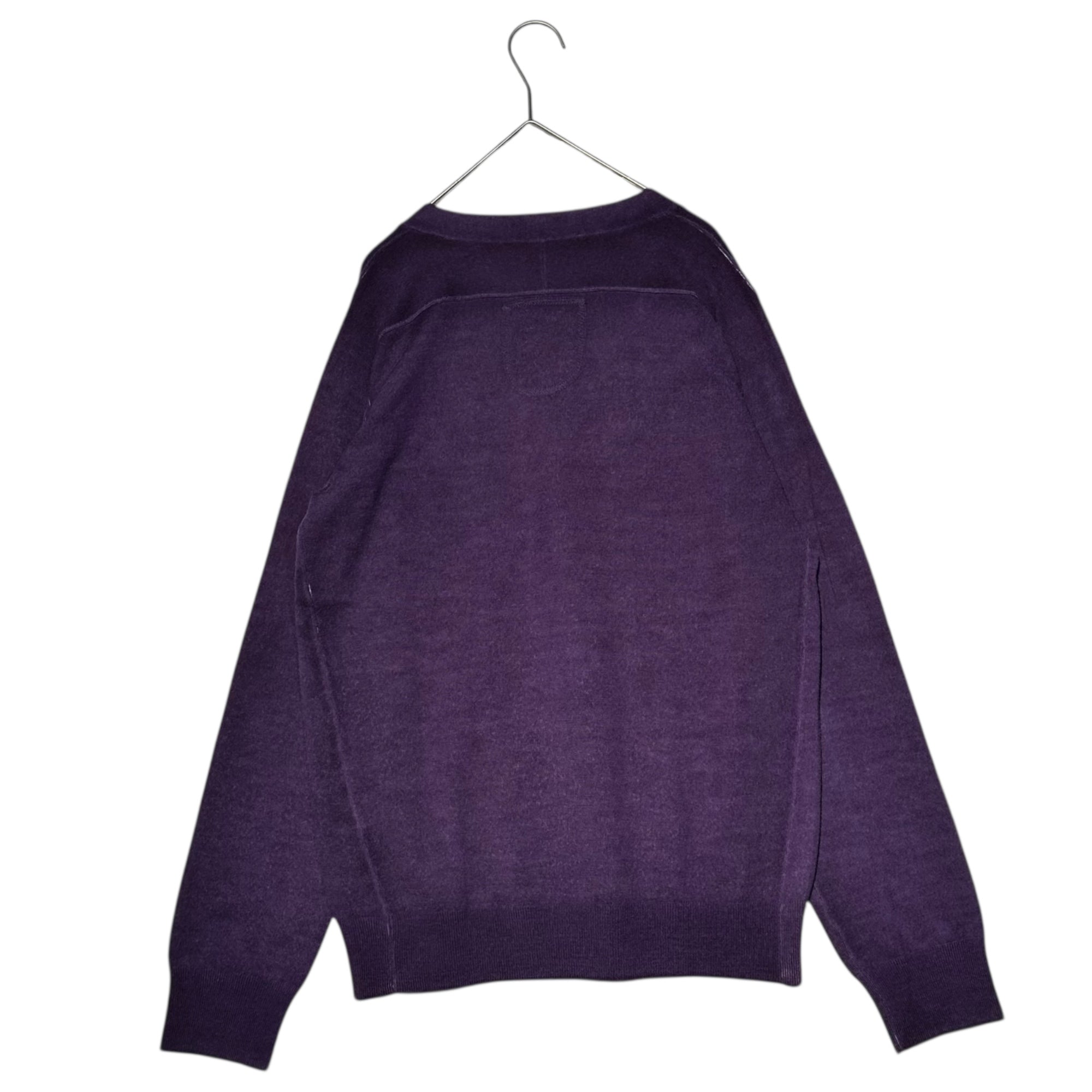 MARITHE FRANCOIS GIRBAUD(マリテフランソワジルボー) 00's Trompe l'oeil Wool Knit Cardigan トロンプルイユ ウール ニット カーディガン M7-8267 L パープル Y2K だまし絵