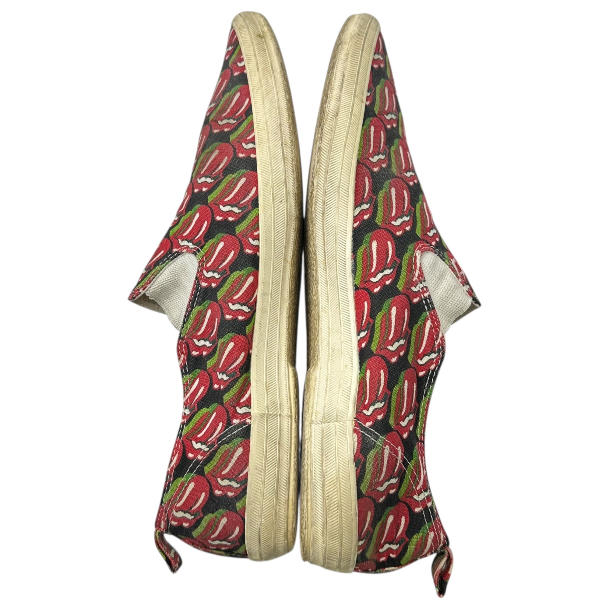 COMME des GARCONS HOMME PLUS(コムデギャルソンオムプリュス) 06SS Rolling Stones Lips & Tongue Print Slip-Ons ローリング ストーンズ リップ＆タン ドット プリント スリッポン JQ20A1 27.0cm アイボリー×レッド スニーカー コラボ