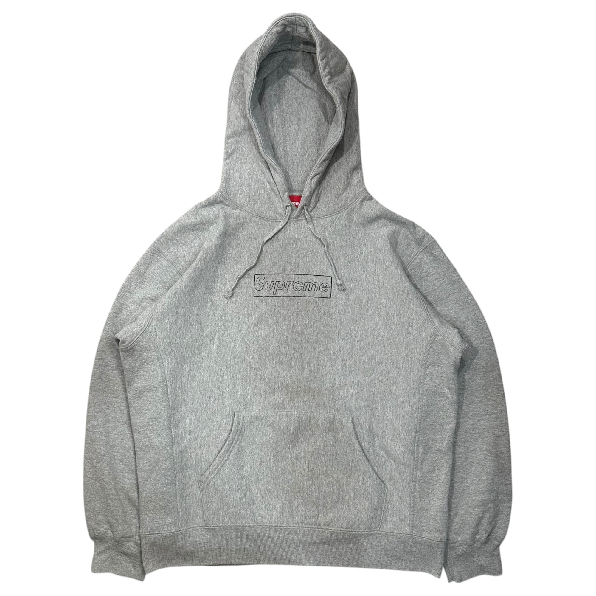 SUPREME(シュプリーム) 21AW KAWS Chalk Logo Hooded Sweatshirt  カウズ チョーク ロゴ フーデッド スウェット パーカー M グレー×ブラック