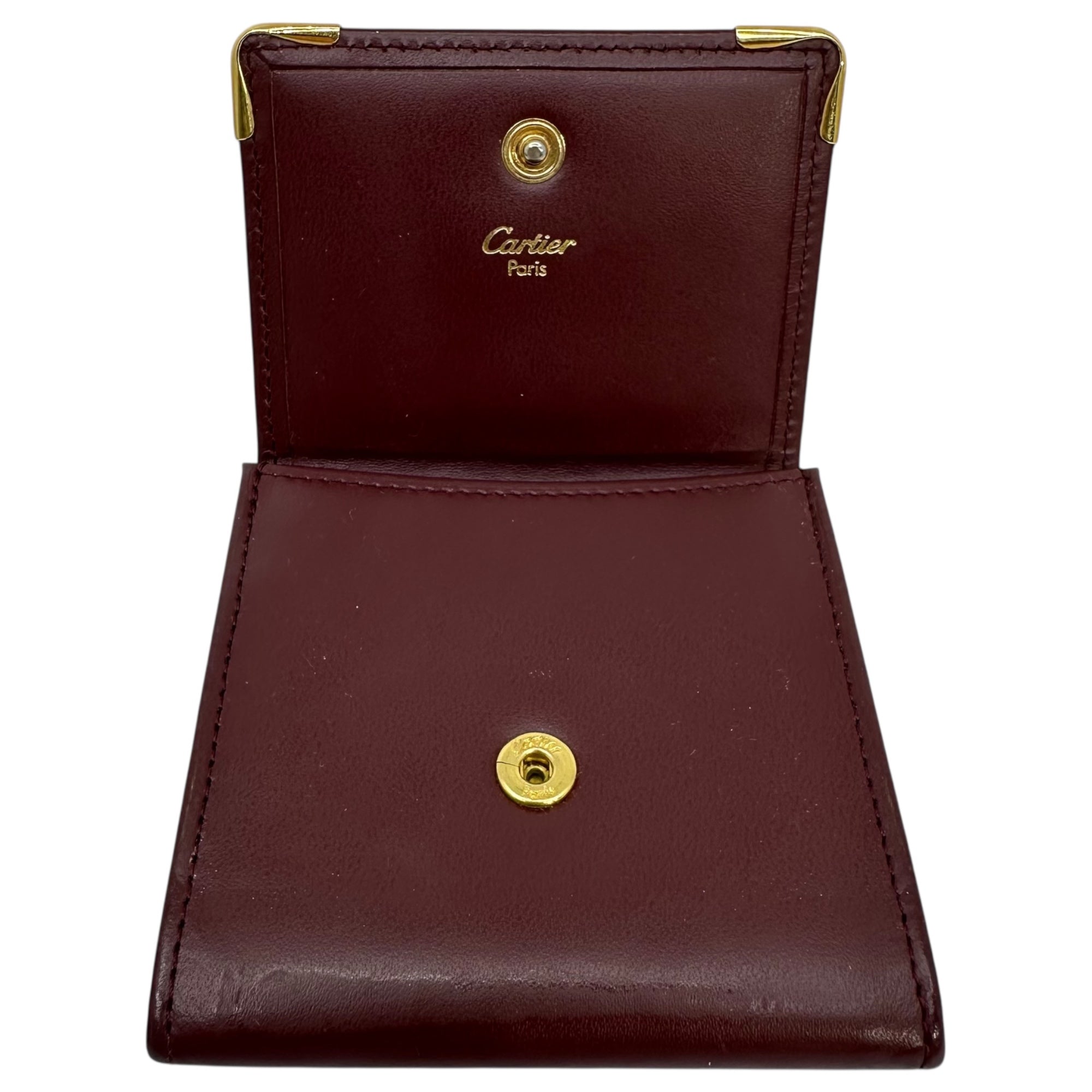 Cartier(カルティエ) Logo stamped coin purse ロゴ 型押し コインケース ボルドー 財布