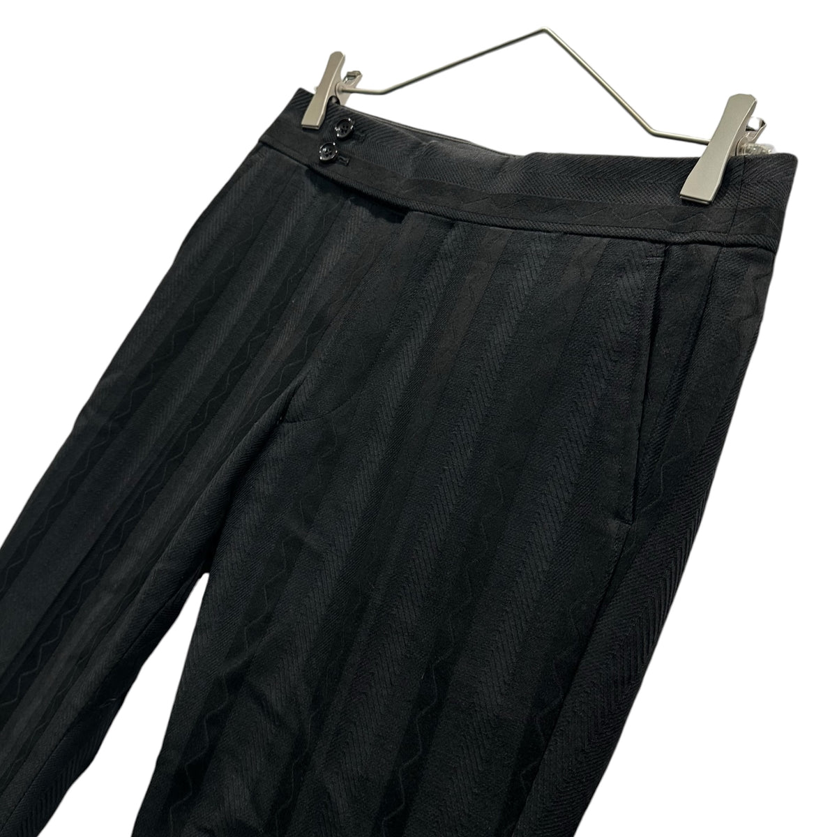 COMME des GARCONS(コムデギャルソン) 2000AW Cotton-Wool Geometric-Striped Straight-Leg Slacks コットン ウール 幾何学 ストライプ ストレート スラックス GP-04006S S ブラック AD2000 00s アーカイブ