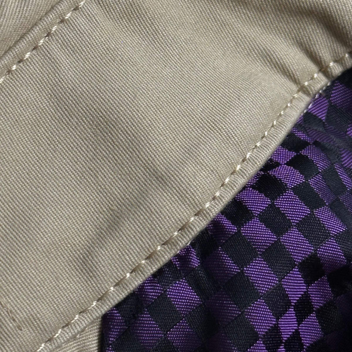 JUNYA WATANABE COMME des GARCONS(ジュンヤワタナベコムデギャルソン) 2006SS Inner Gingham-Check Chain Lock-Button Trench Half-Coat インナー ギンガム チェック チェーン ロック ボタン トレンチ ハーフ コート JQ-J006 SS ベージュ×パープル AD2005 00s アーカイブ