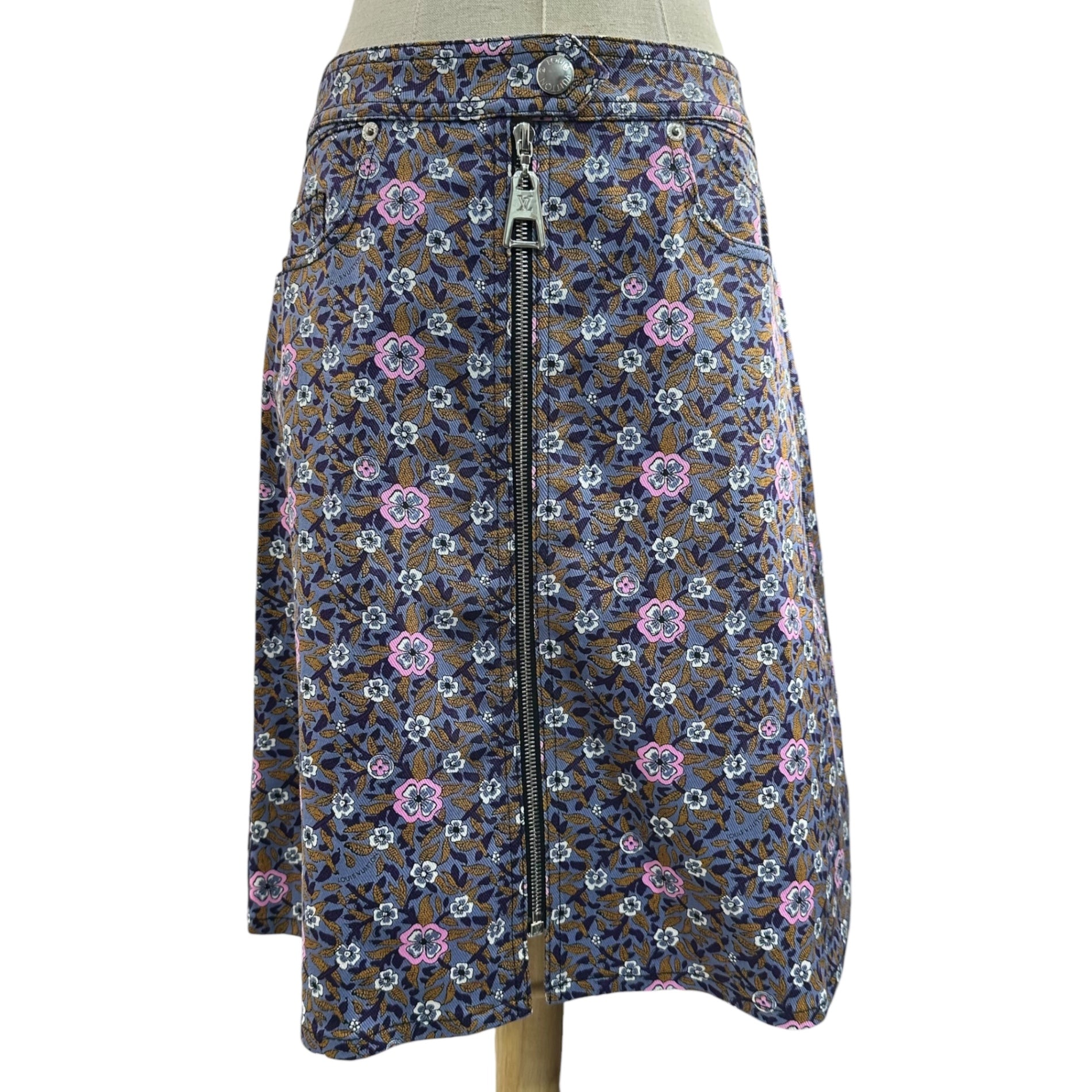 LOUIS VUITTON(ルイヴィトン) Floral Print Cotton Flare Mini Skirt 花柄 コットン フレア ミニ スカート RW152A F8SK25B74 40 パープル×ピンク