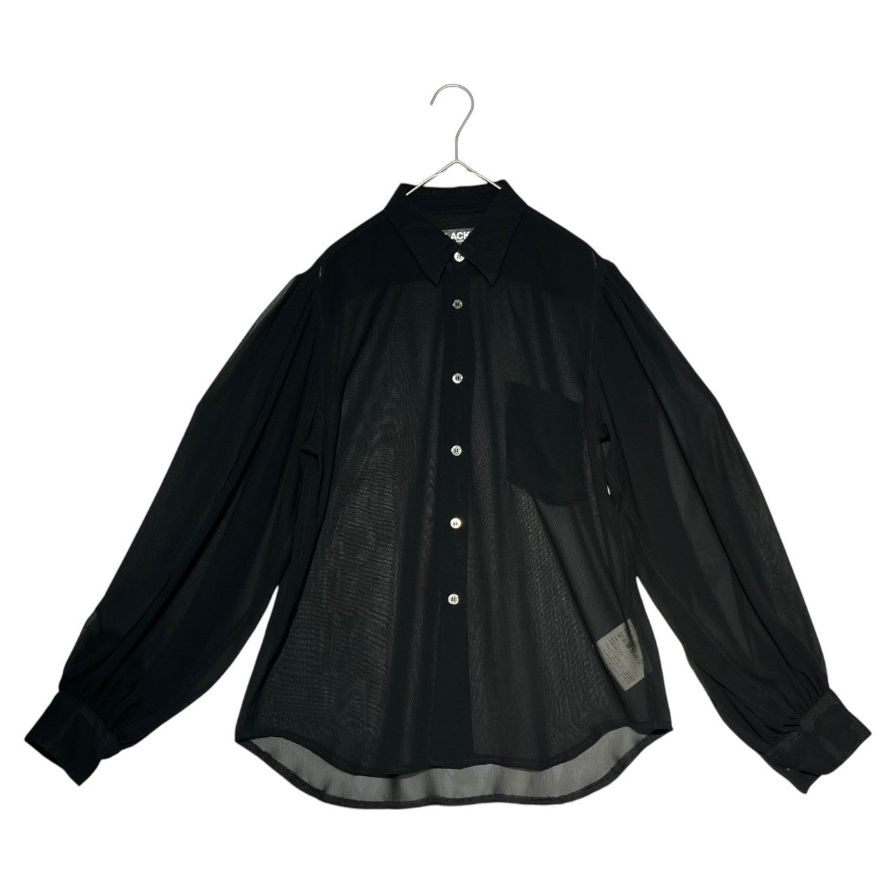 BLACK COMME des GARCONS(ブラックコムデギャルソン) 21SS Gathered sleeve see-through blouse ギャザースリーブ シースルー ブラウス 1G-B009 S ブラック AD2020