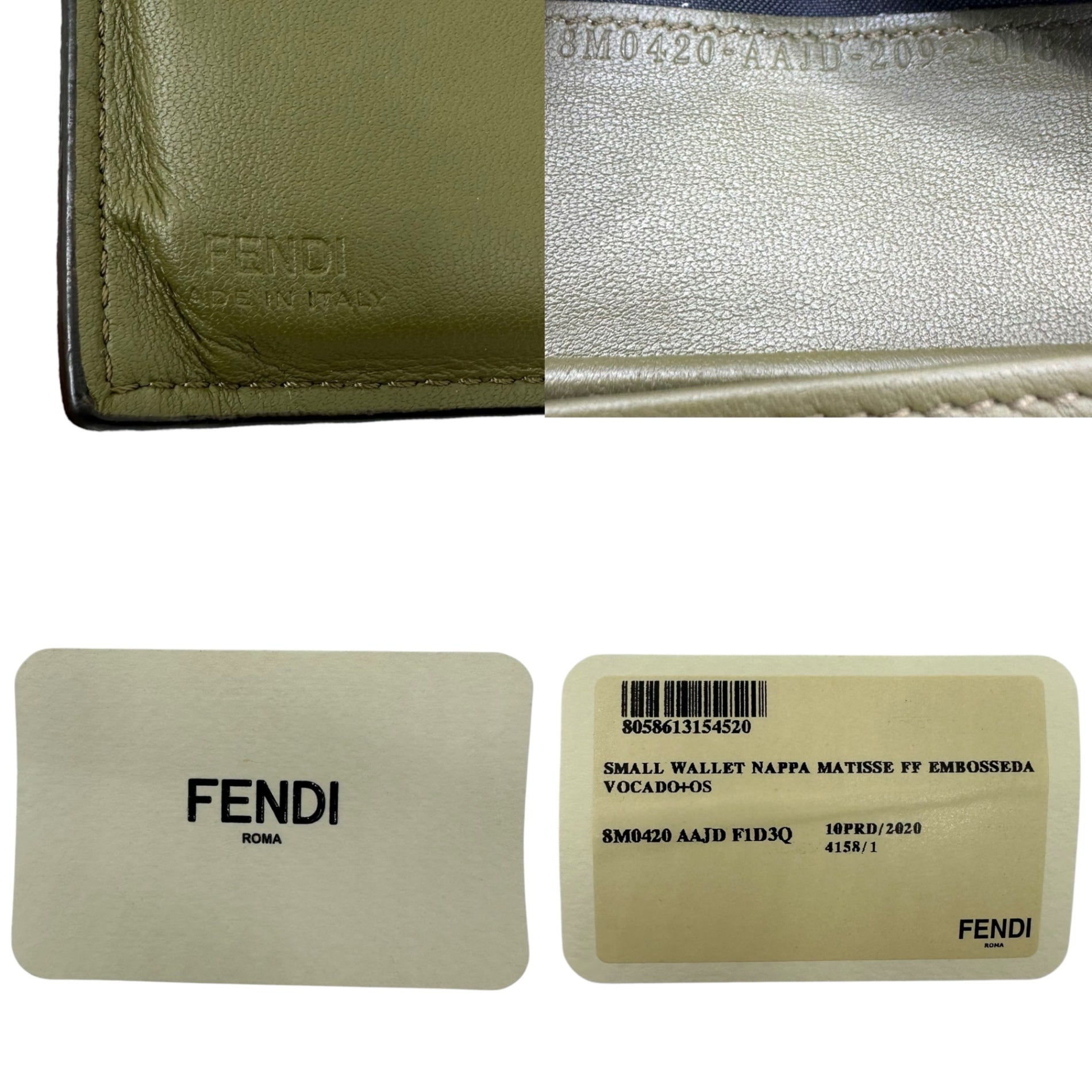 FENDI(フェンディ) BAGUETTE バゲット FF エンボス ロゴ ミニ ウォレット 8M0420 AAJD カーキ 二つ折り 財布 ナッパレザー