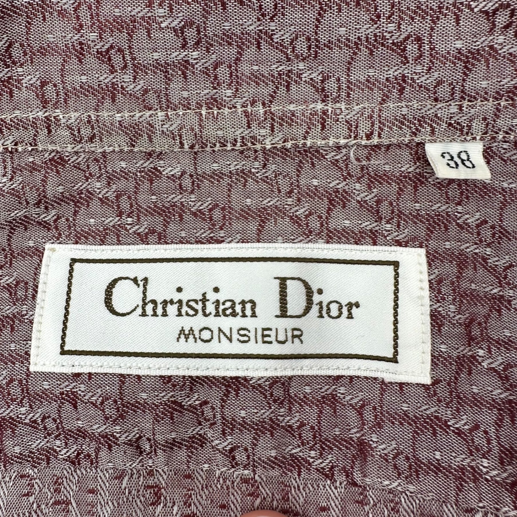 Christian Dior MONSIEUR(クリスチャンディオールムッシュ) Vintage Trotter L/S Shirt ヴィンテージ トロッター柄 長袖 ドレス シャツ 38(M程度) レッド