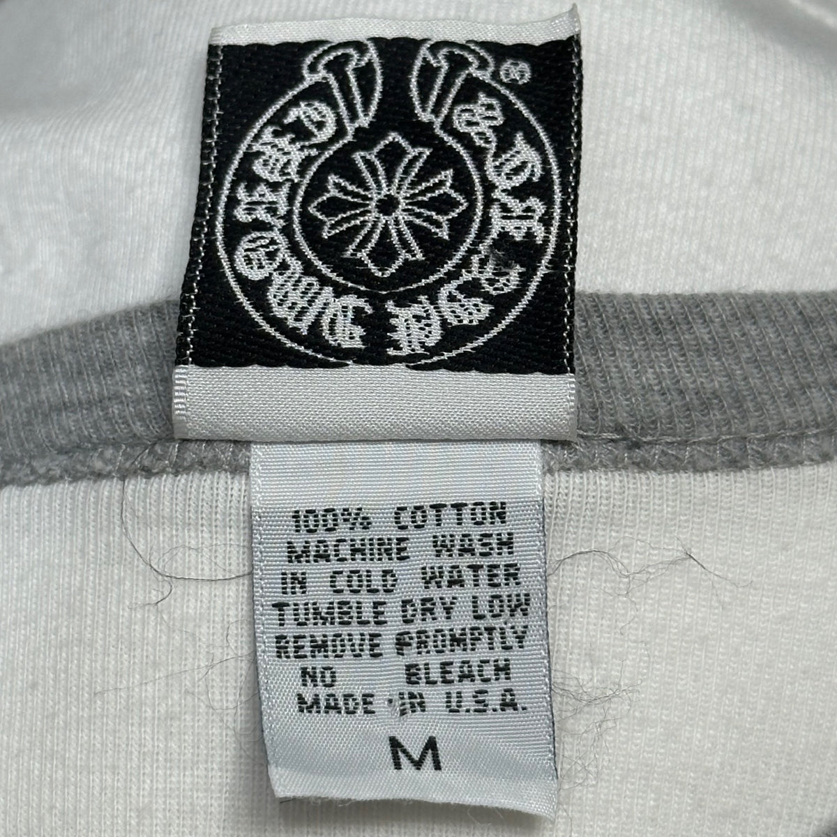CHROME HEARTS(クロムハーツ) Old Neck Logo Sleeve Print L/S T-Shirt オールド ネック ロゴ アームプリント 長袖 カットソー M ホワイト×グレー ロンT