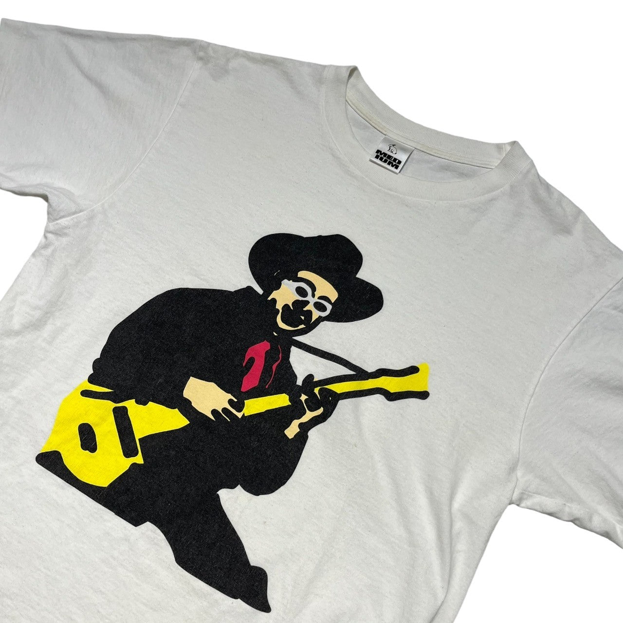 A BATHING APE(アベイシングエイプ) 00's "Guitar Player Frankenstein Banjo Folk Cartton" ギター Tシャツ M ホワイト 2006 限定モデル