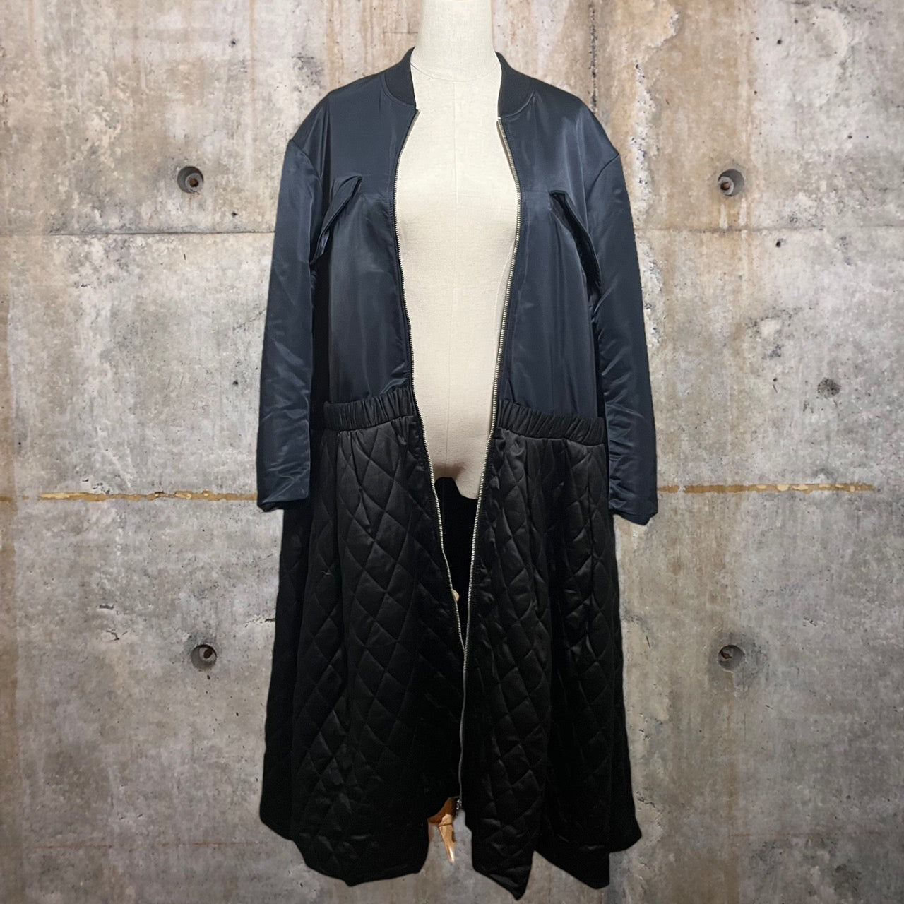 REKISAMI(レキサミ) MA-1 BOMBER DRESS/キルティングフレアロングコート RC-18134 FREE ブラック