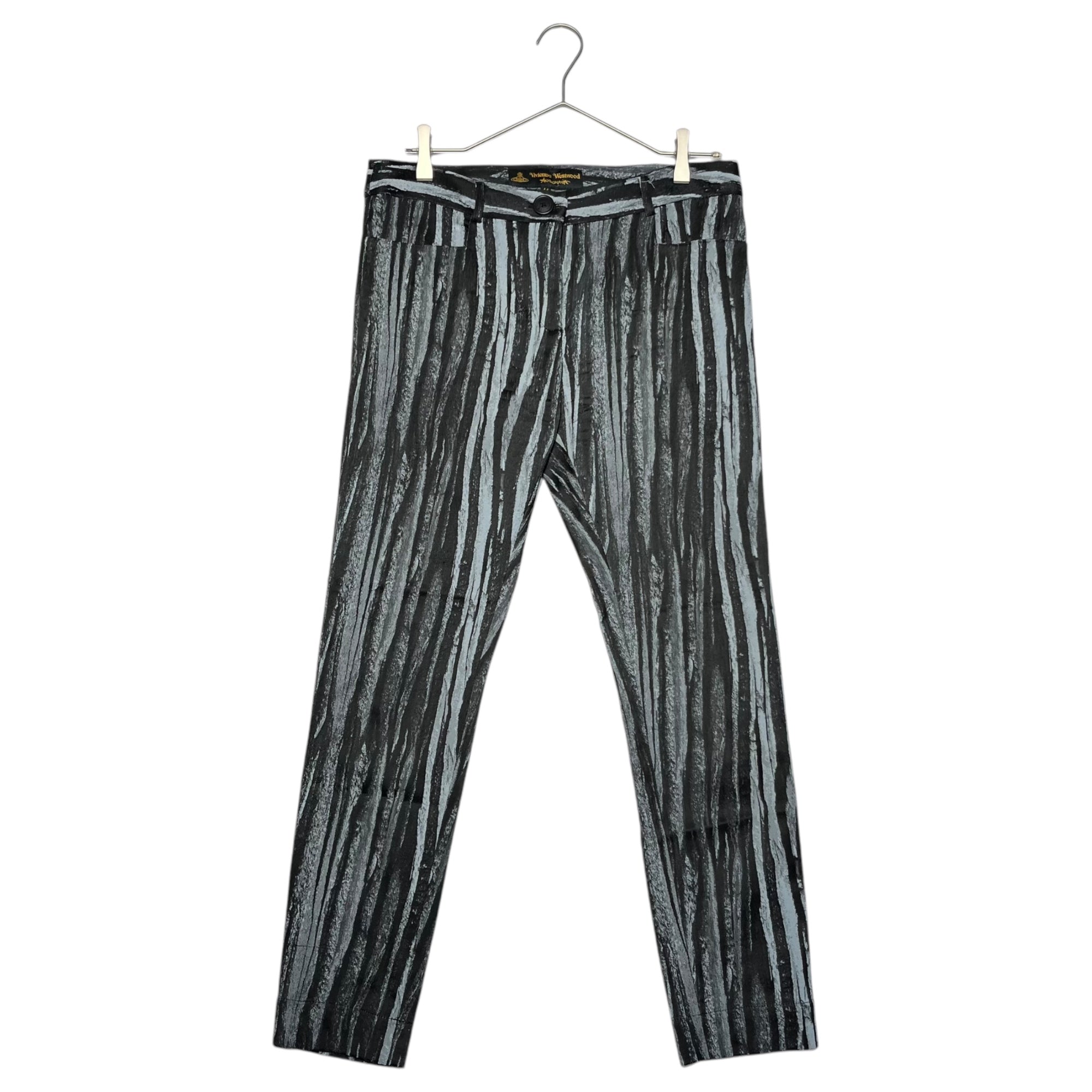 Vivienne Westwood ANGLOMANIA(ヴィヴィアンウエストウッドアングロマニア) Casoulet stripe slim satin pants カスレストライプ スリム サテン パンツ 44(XS) ブラック×ライトブルー