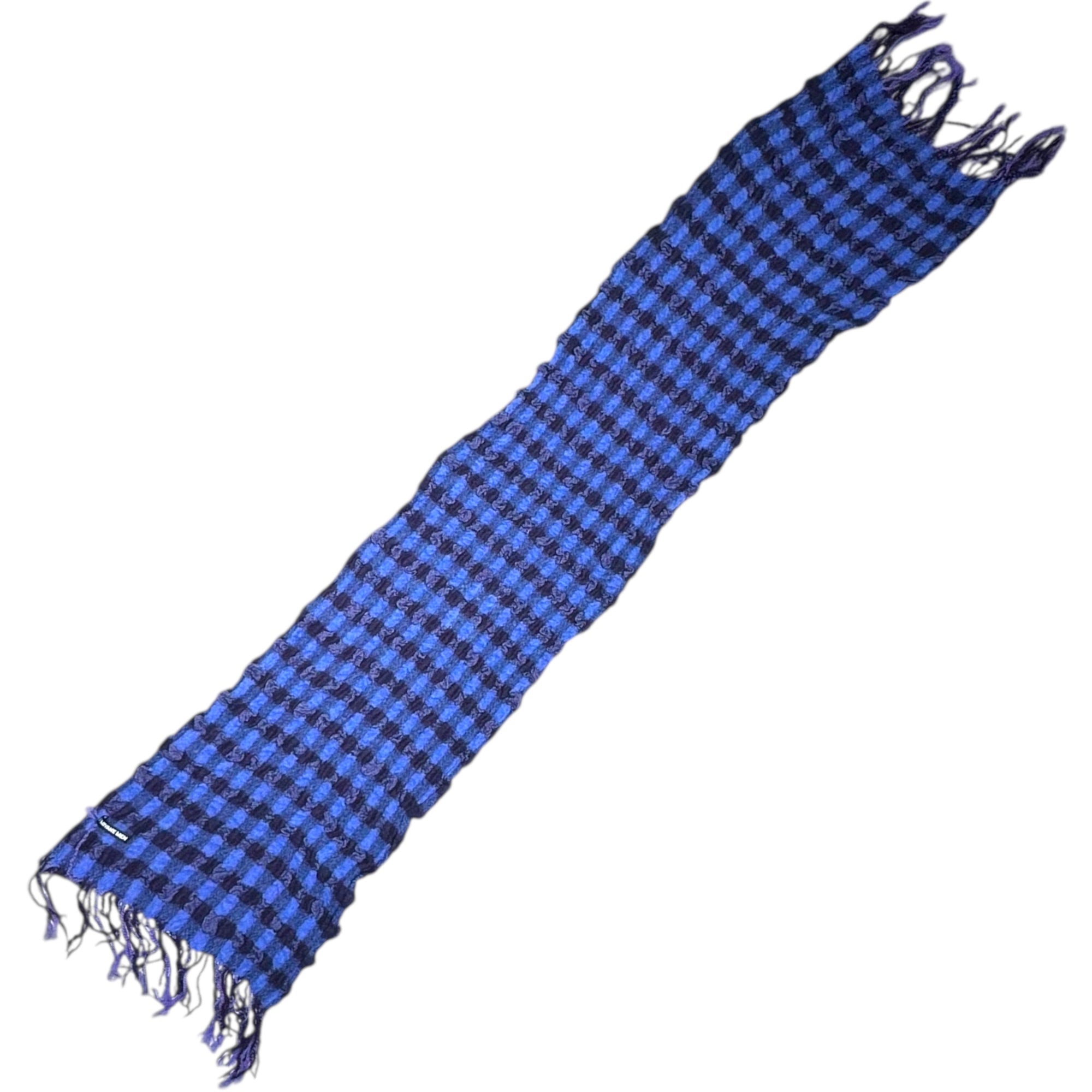 ISSEY MIYAKE MEN(イッセイミヤケメン) Felted Check Scarf 縮絨 チェック マフラー ブルー×パープル