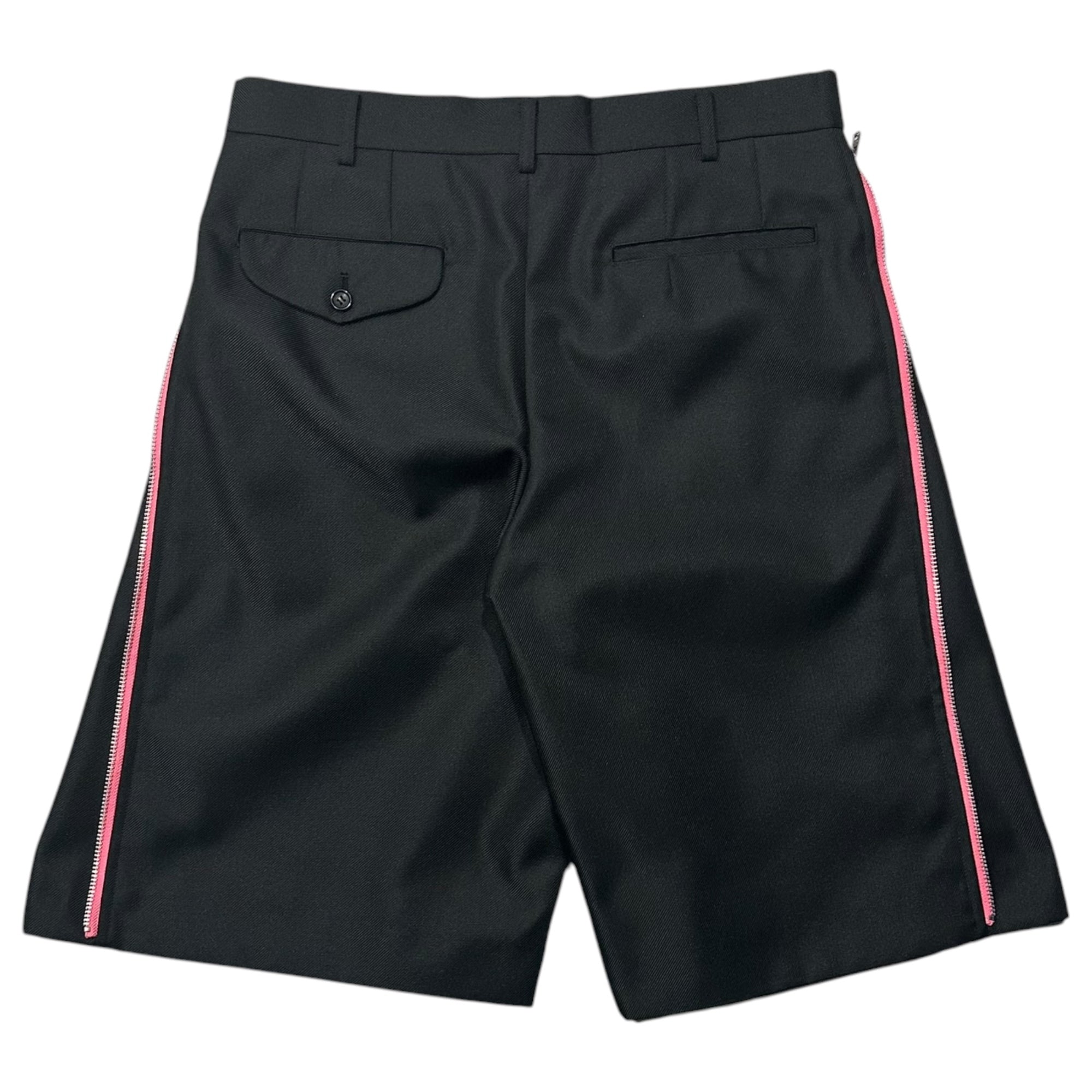 COMME des GARCONS HOMME PLUS(コムデギャルソンオムプリュス) 2025SS Side Pink Zip Polyester Wide Shorts サイド ピンク ジップ ポリ ワイド ショーツ ハーフ パンツ PO-P049 M ブラック×ピンク AD2024