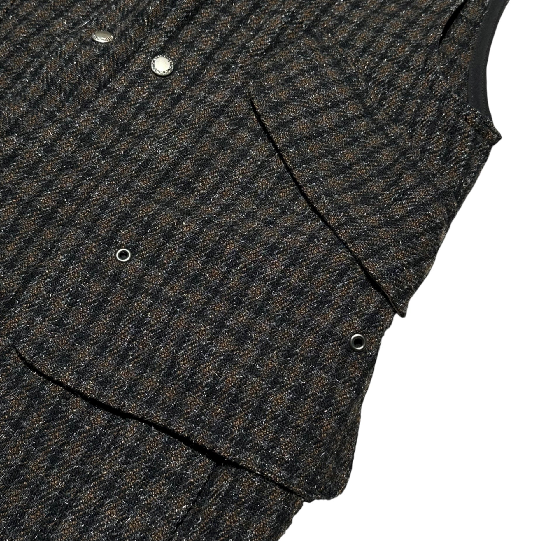 COMME des GARCONS JUNYA WATANABE MAN(コムデギャルソンジュンヤワタナベマン) 09AW W/N/M Lame Workers Vest ウール ナイロン モヘア ラメ ワーカーズ ベスト WD-J005 S ブラウン×ブラック AD2009 襟コーデュロイ