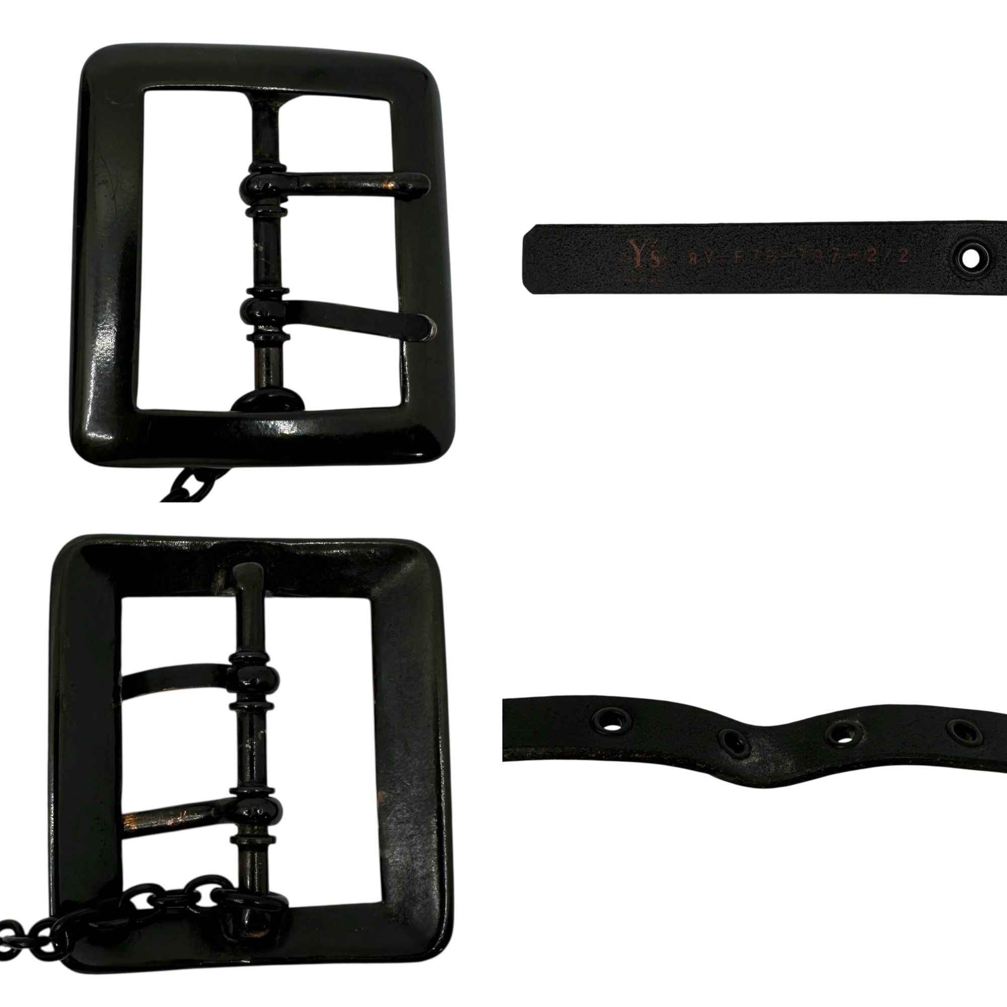 Y's Red Label(ワイズレッドレーベル) Punk Double-Chain Leather Belt パンク チェーン 2連 レザー ベルト ブラック