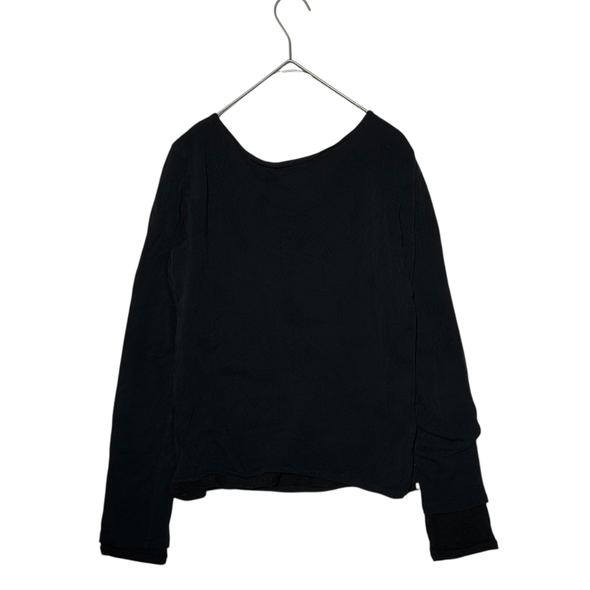 YOHJI YAMAMOTO+NOIR(ヨウジヤマモトプリュスノアール) Design Stitch Layered Sheer Top デザイン ステッチ レイヤード シアー トップス 3 ブラック Tシャツ カットソー
