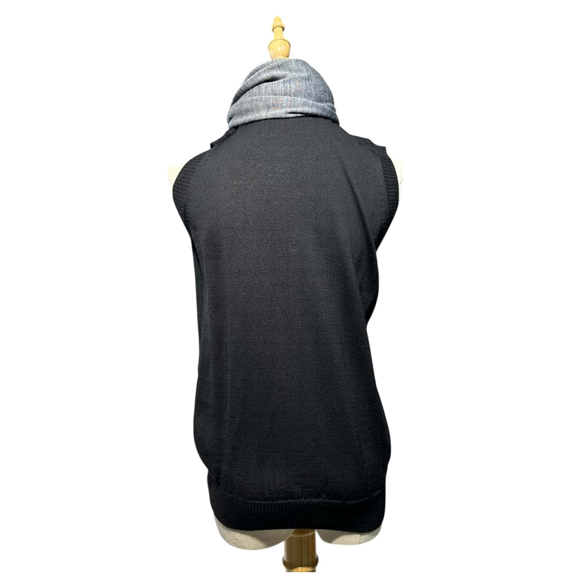 tricot COMME des GARCONS(トリココムデギャルソン) 11AW Scarf-Docked Layered Knit Vest マフラー ドッキング レイヤード ニット ベスト TH-N004 表記無(M程度) ブラック×グレー AD2011