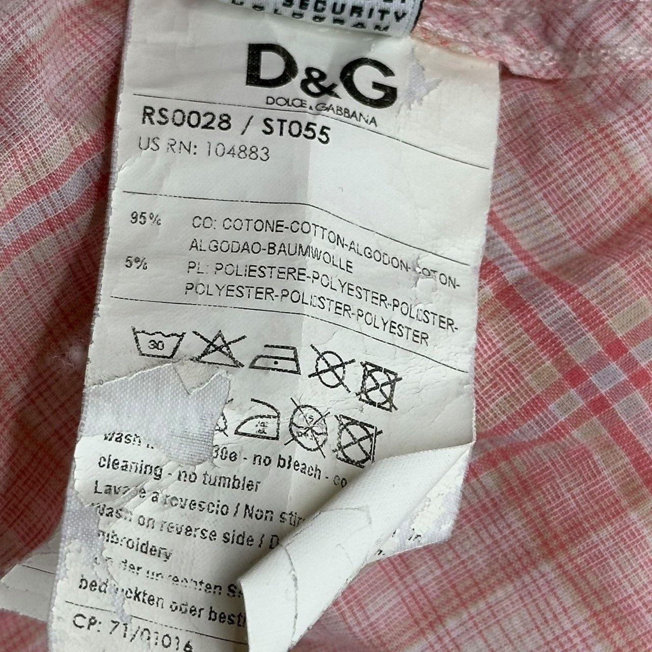 D&G(ディー&ジードルガバドルチェ&ガッバーナ) Western Check Shirt ウエスタン チェック シャツ RS0028/ST055 50(L) ピンク