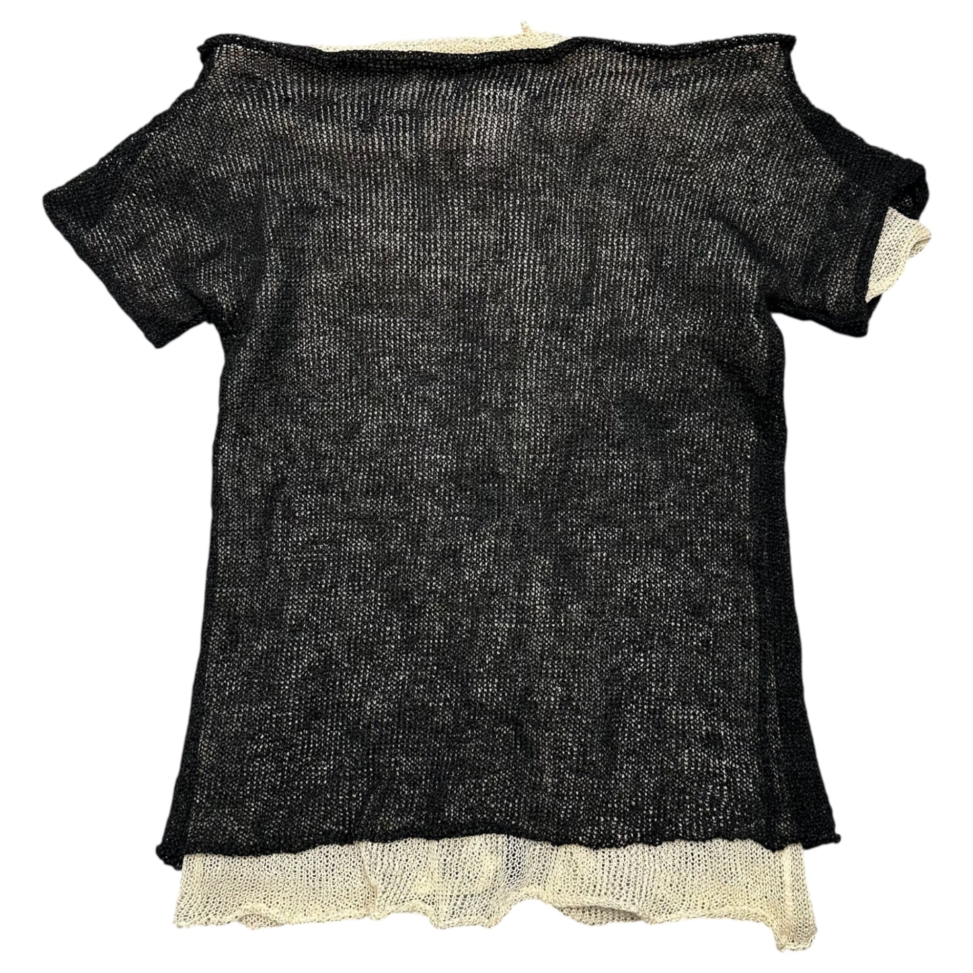 Y's(ワイズ) Cotton Linen Layered Mesh Blouse コットン リネン レイヤード メッシュ ブラウス YC-K18-854 3 ブラック×アイボリー ノースリーブ