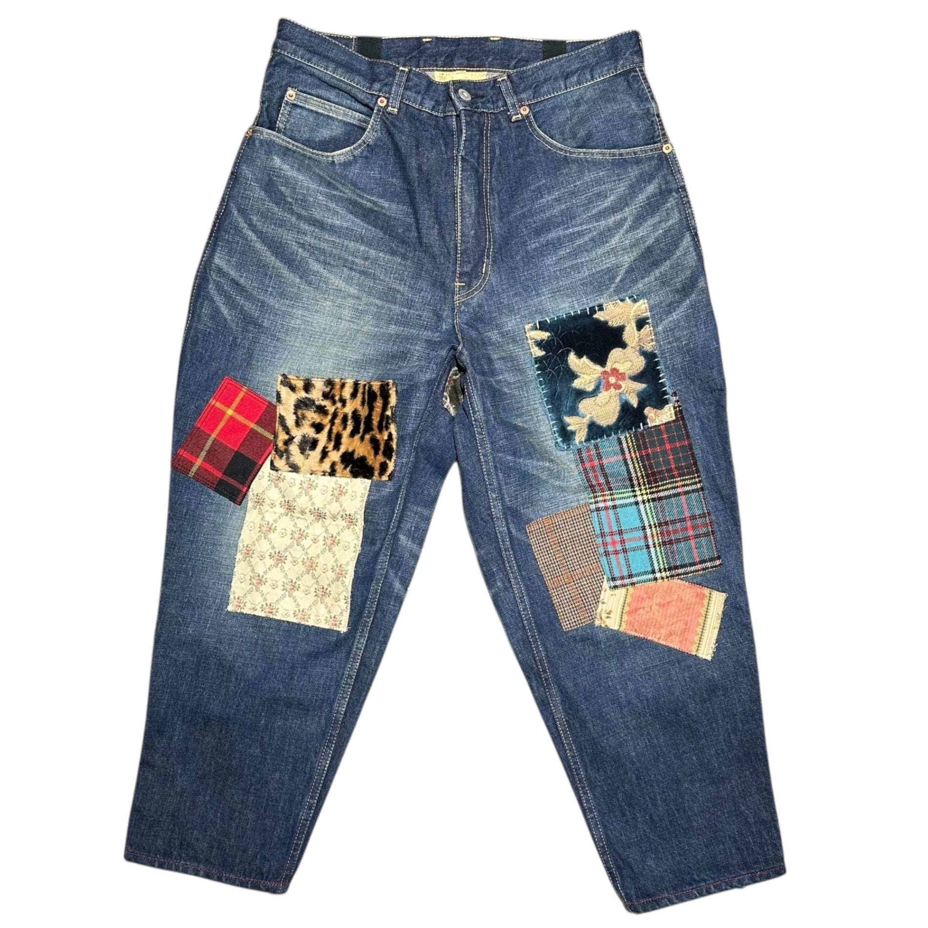 COMME des GARCONS JUNYA WATANABE(コムデギャルソンジュンヤワタナベ)  17AW Mixed-material patchwork tapered denim pants 異素材 パッチワーク テーパード デニム パンツ XT-P009 S インディゴ×マルチカラー AD2017