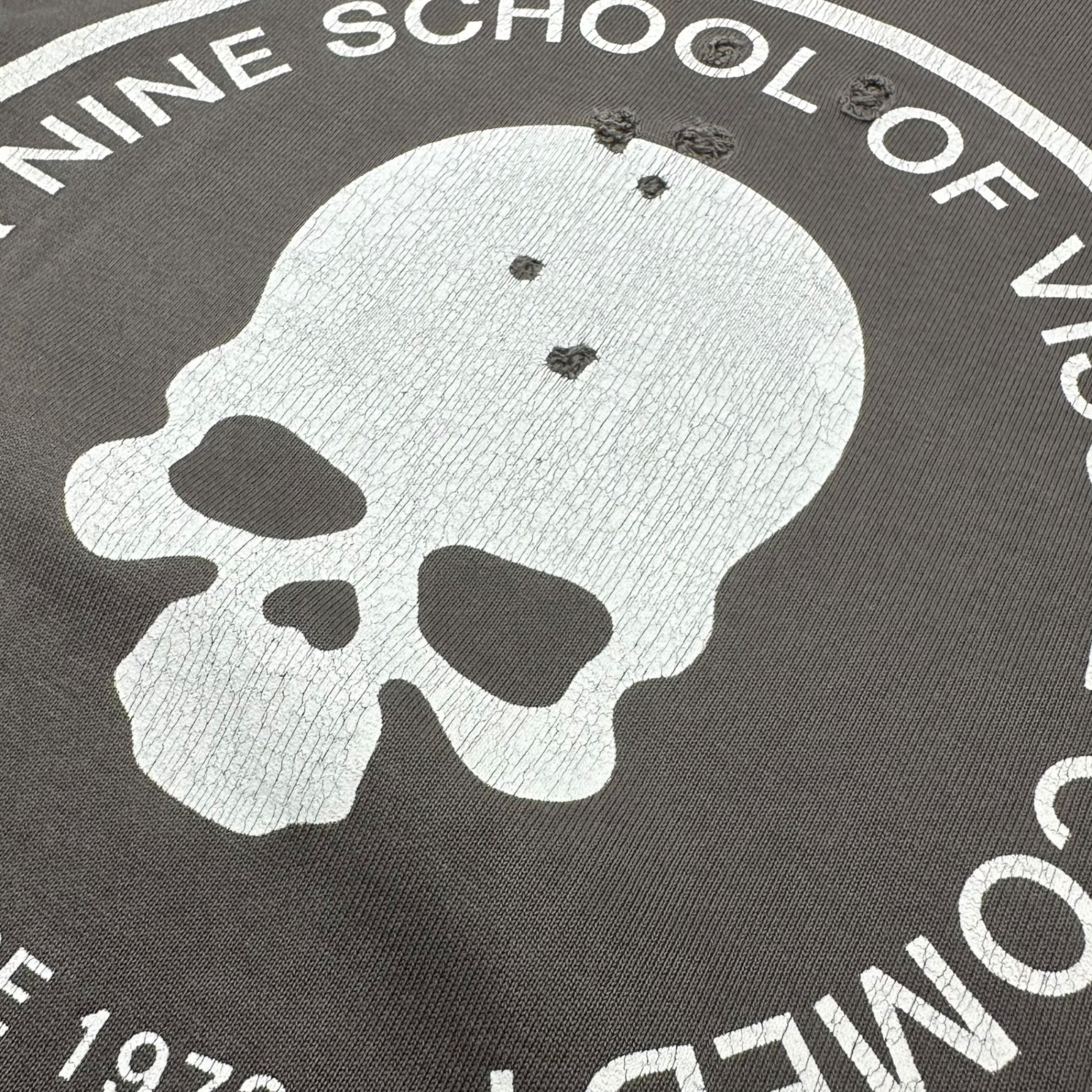 NUMBER (N)INE(ナンバーナイン) 01ss perforated skull sweat 穴あき ドクロ スウェット 3(M) チャコールグレー アーカイヴ 稀少品