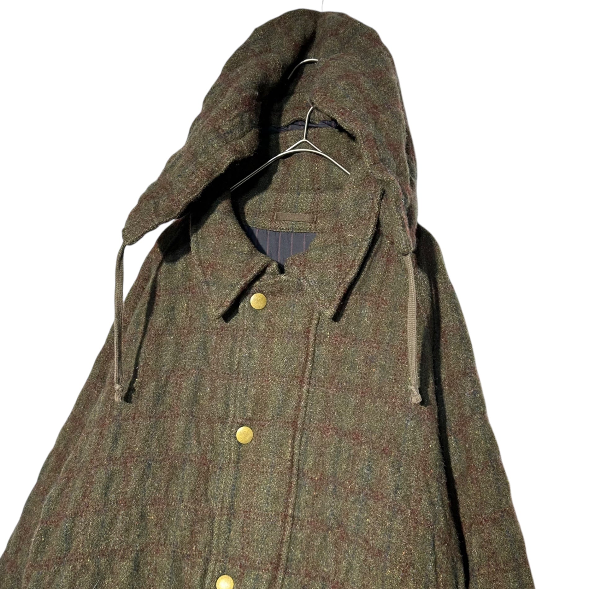 COMME des GARCONS HOMME(コムデギャルソンオム) 04AW Wool hooded collar coat ウール フーデッド ステンカラー コート HN-C011 L カーキ AD2004 渡辺淳弥デザイン期