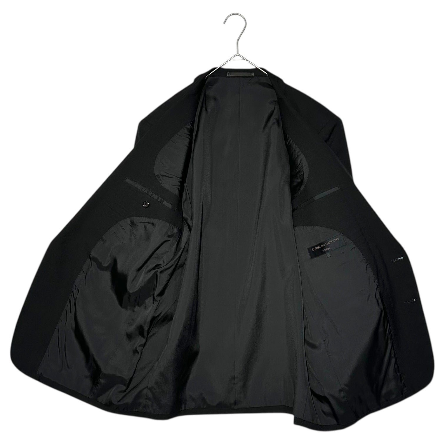 COMME des GARCONS HOMME(コムデギャルソンオム) 80's Wool 2-Piece Suit Set 本人期 ウール 2B セットアップ スーツ HS-05043 S ブラック 80年代 川久保玲 アーカイブ テーラード ジャケット 2タック スラックス