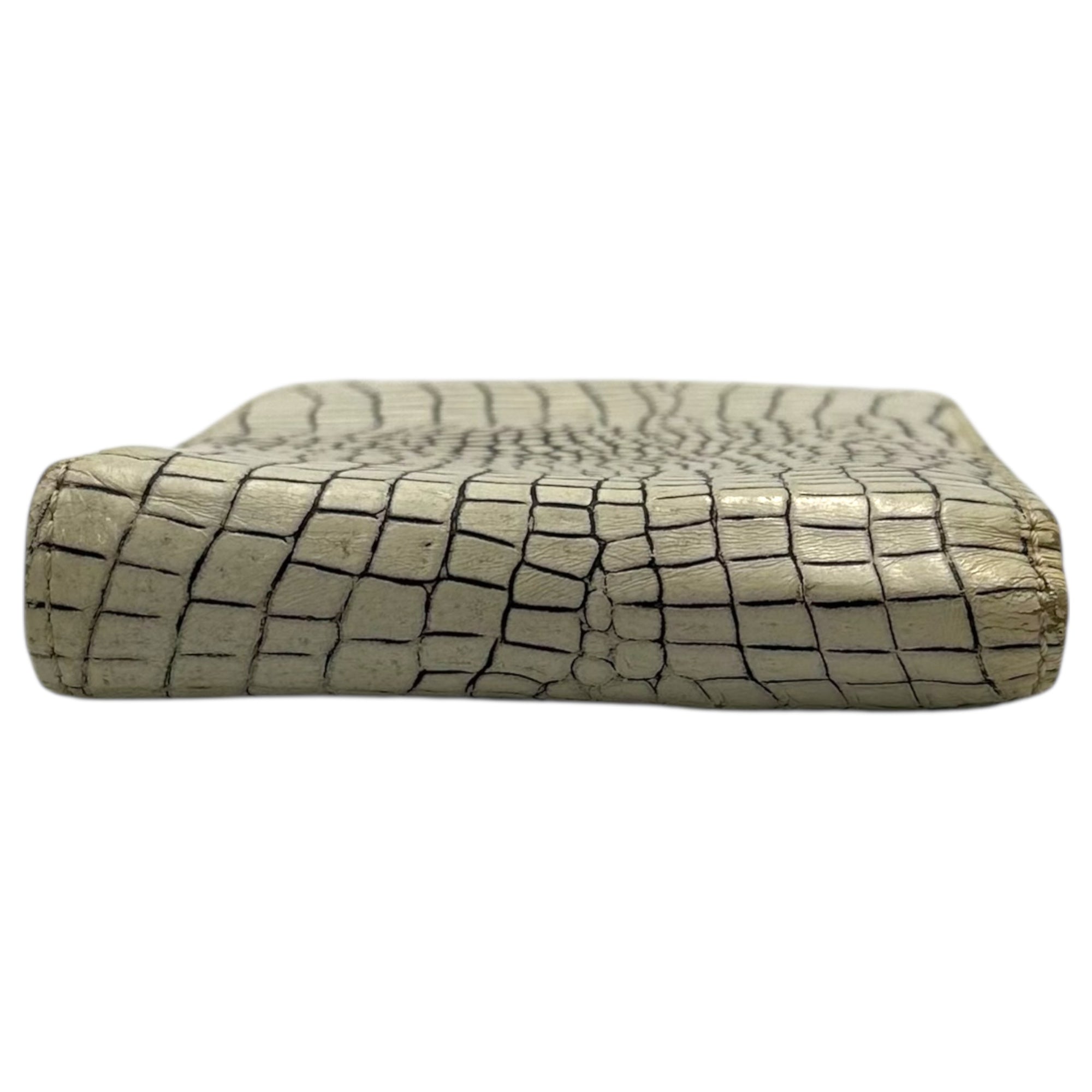 COMME des GARCONS(コムデギャルソン) Crocodile-Embossed Leather Round Zip Wallet クロコ型押し レザー ラウンド ジップ ウォレット ホワイト 2折り財布