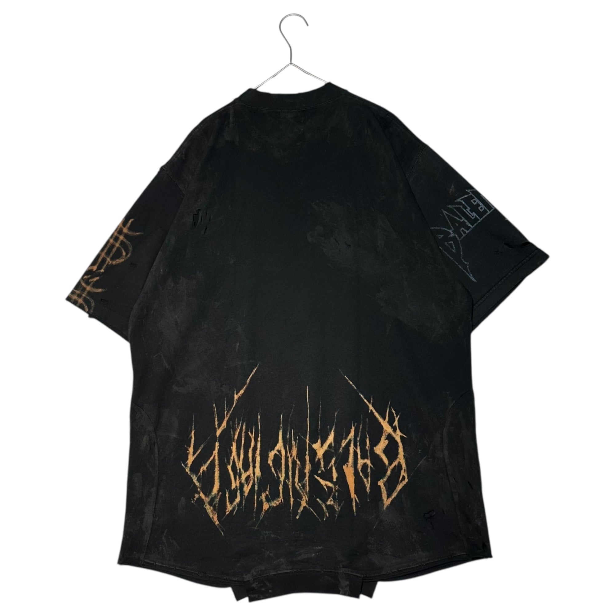 BALENCIAGA(バレンシアガ) 23SS Paris Moon Upside Down デストロイ加工 プリント オーバー サイズ Tシャツ 698811 T0VT3 2 ブラック