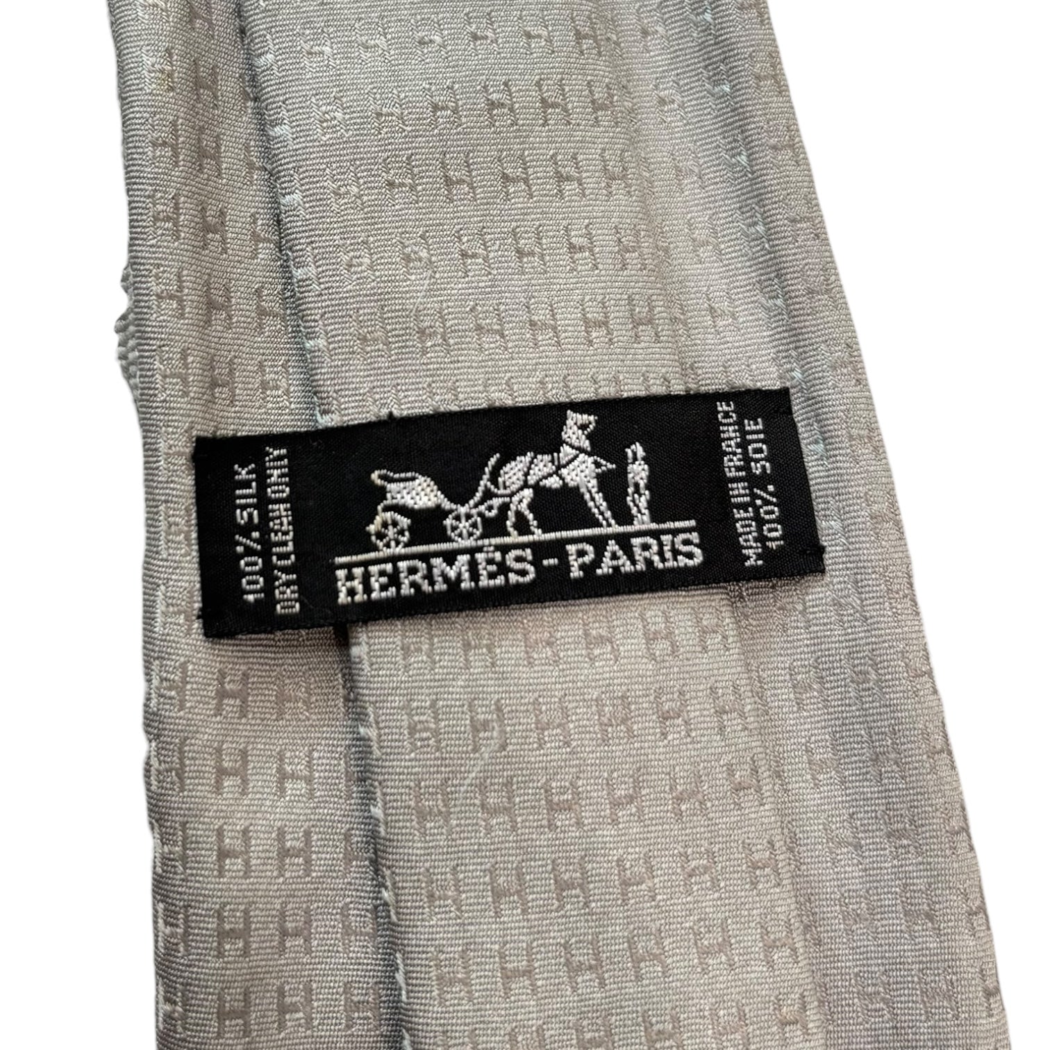 HERMES(エルメス) H Logo All-Over Pattern Silk Tie Hロゴ 総柄 シルク ネクタイ グレー