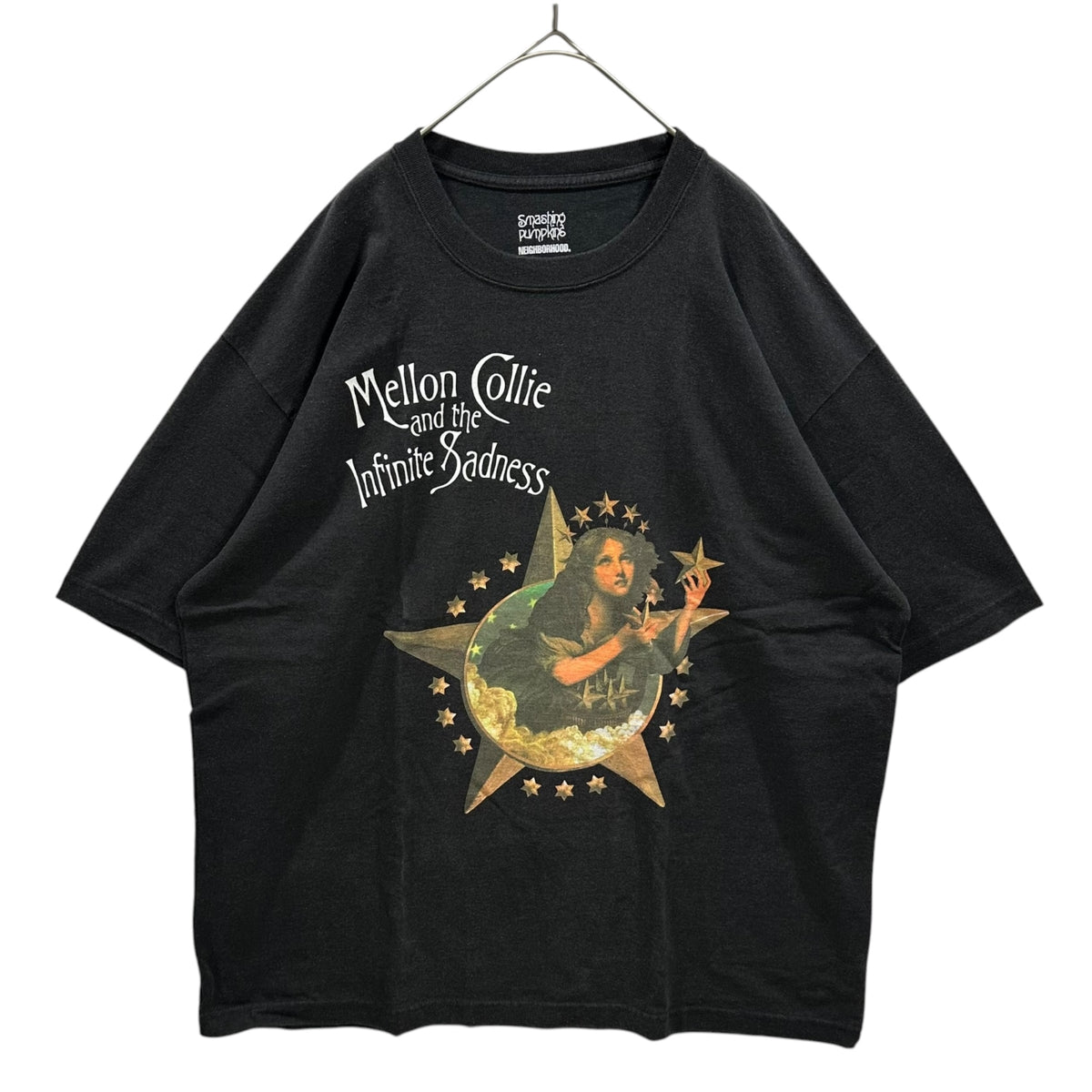 NEIGHBORHOOD × THE SMASHING PUMPKINS(ネイバーフッド × スマッシングパンプキンズ) 2026SS TEE SS-1 ヴィンテージ加工 プリント Tシャツ 261PCNH-ST03S XL ブラック