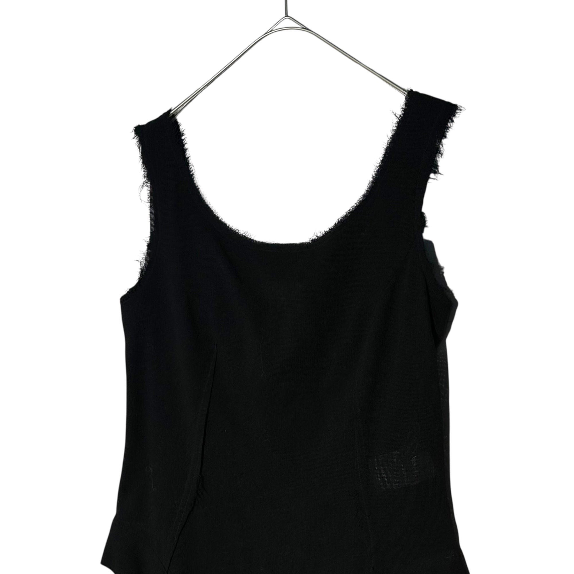 YOHJI YAMAMOTO(ヨウジヤマモト) Back zip sleeveless design cut and sew バックジップ ノースリーブ デザイン カットソー FG-B05-813 2(M程度) ブラック×ホワイト