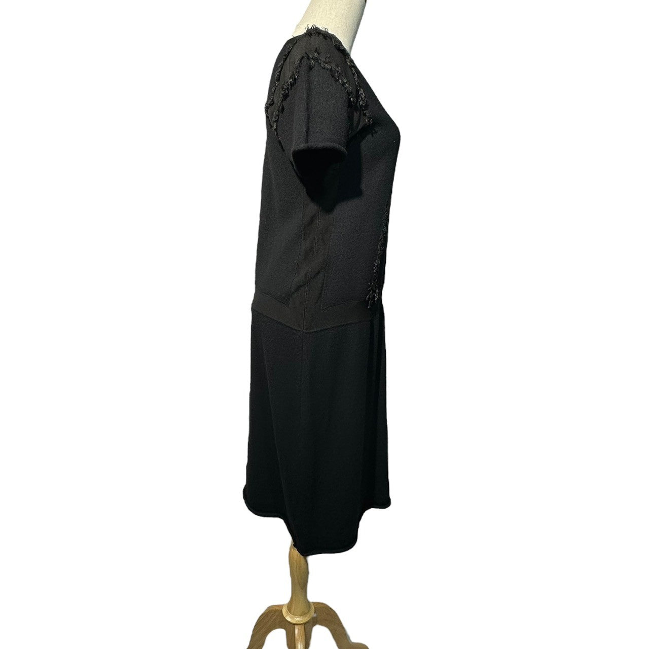 MAISON MARGIELA(メゾンマルジェラ) 16AW french sleeve knit dress フレンチスリーブ フリンジ ニット ワンピース ドレス 切替 S51CT0743 L ブラック