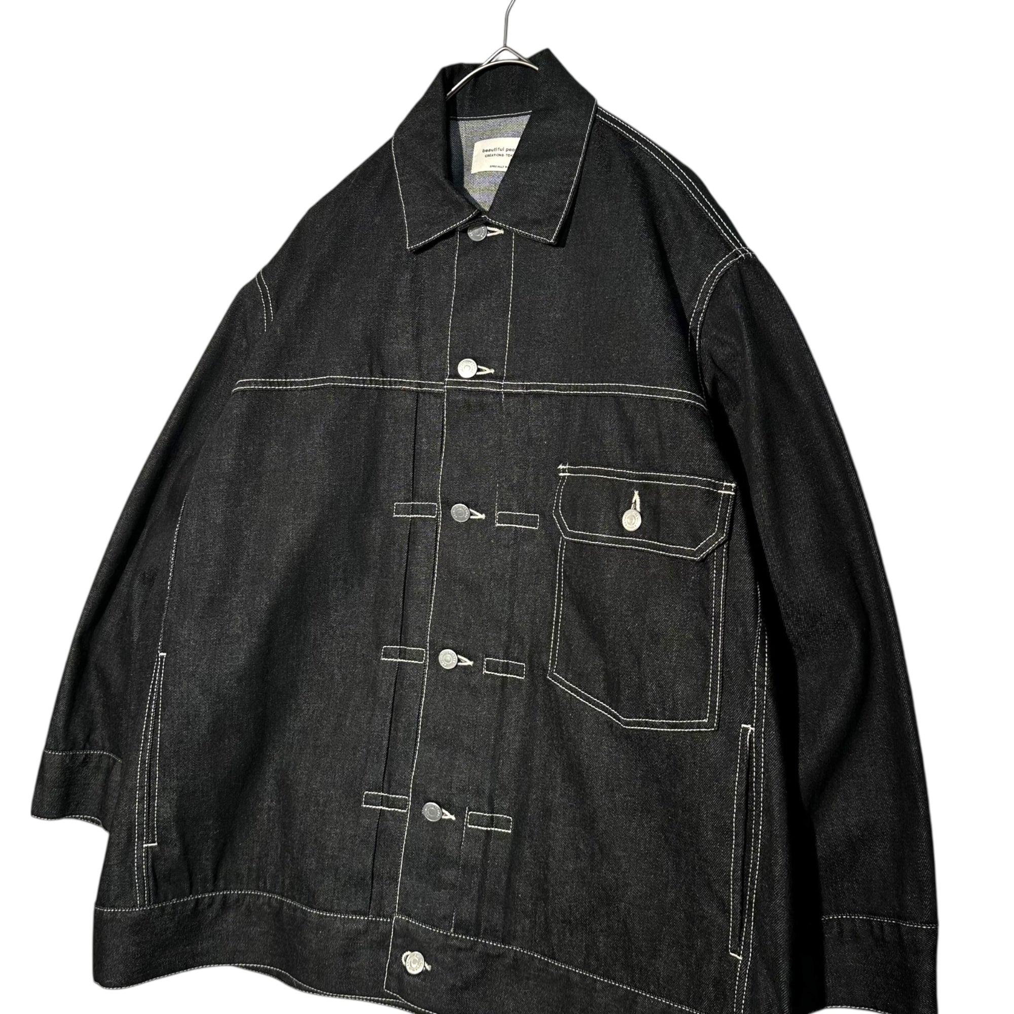 beautiful people(ビューティフルピープル) selvedge denim big blouson セルビッジ デニム ビッグ ブルゾン 1000102018 36 ブラック オーバーサイズ 1st ジャケット トラッカー