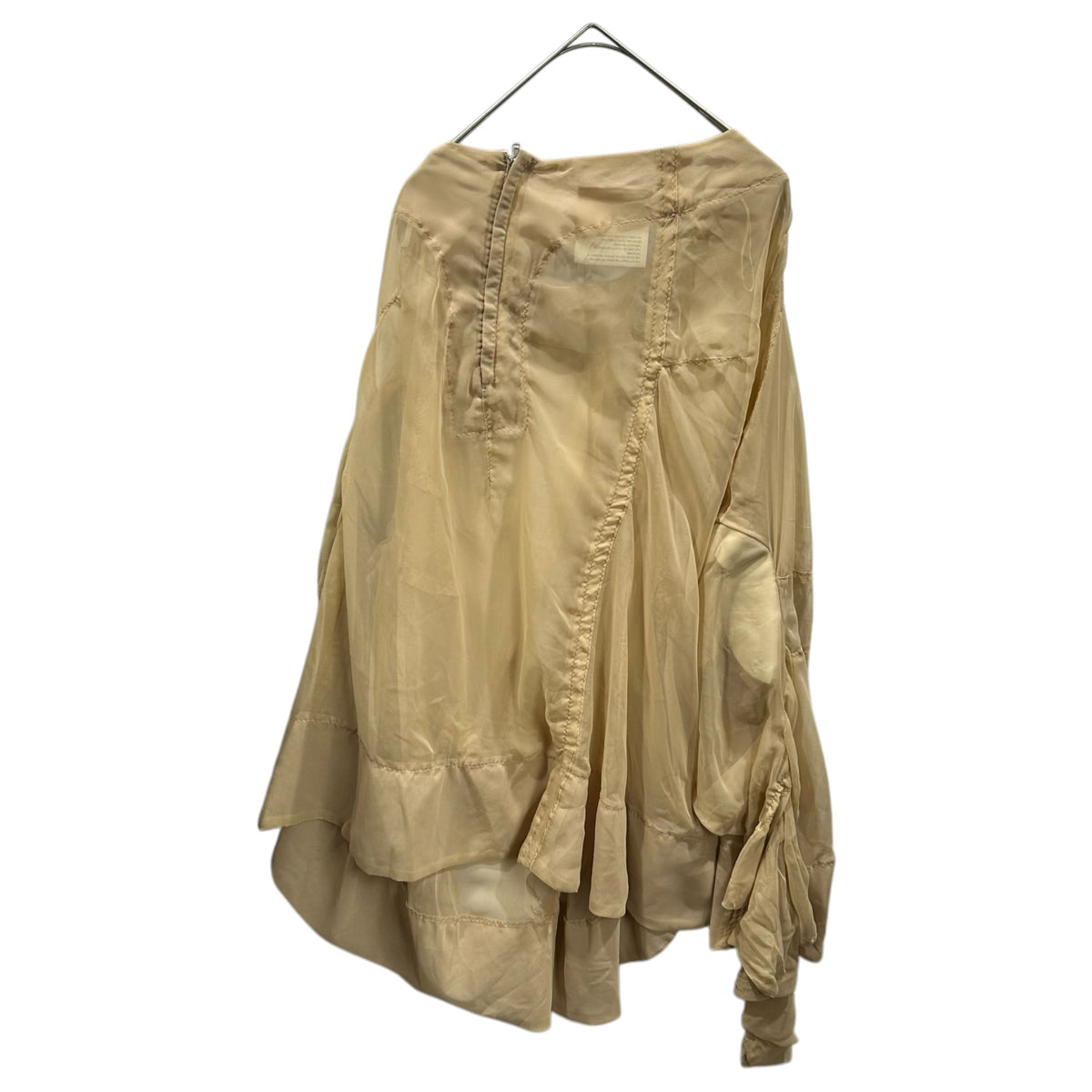 COMME des GARCONS(コムデギャルソン) 2010SS Back-Zip Curved-Sleeve Sheer Blouse バックジップ カーブスリーブ シアー ブラウス GE-S042 XS アイボリー AD2009