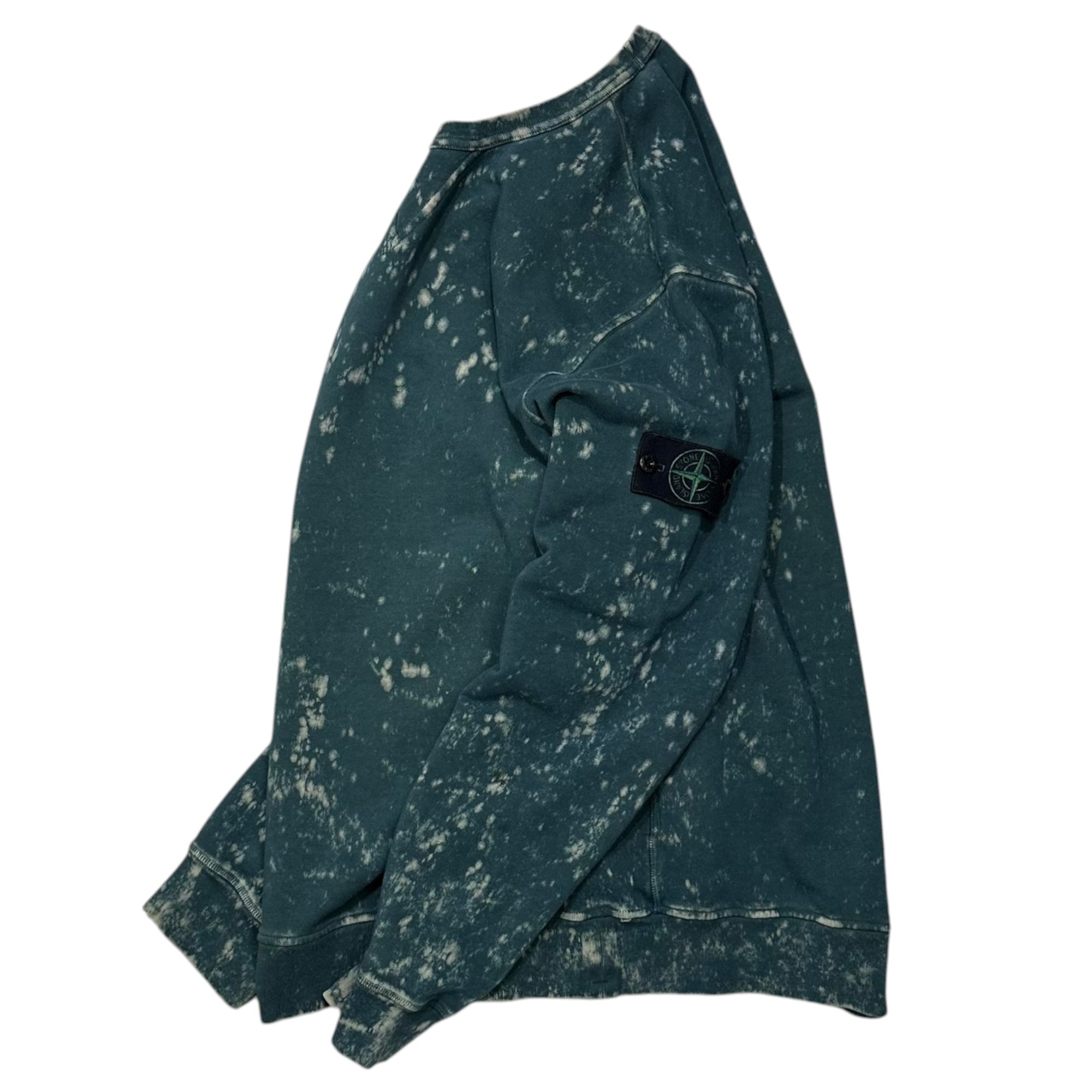 STONE ISLAND(ストーンアイランド) 2022SS Off-Dye Treatment Crewneck Sweatshirt オフダイ トリートメント クルーネック スウェットシャツ 761561538 XL ブルーグリーン