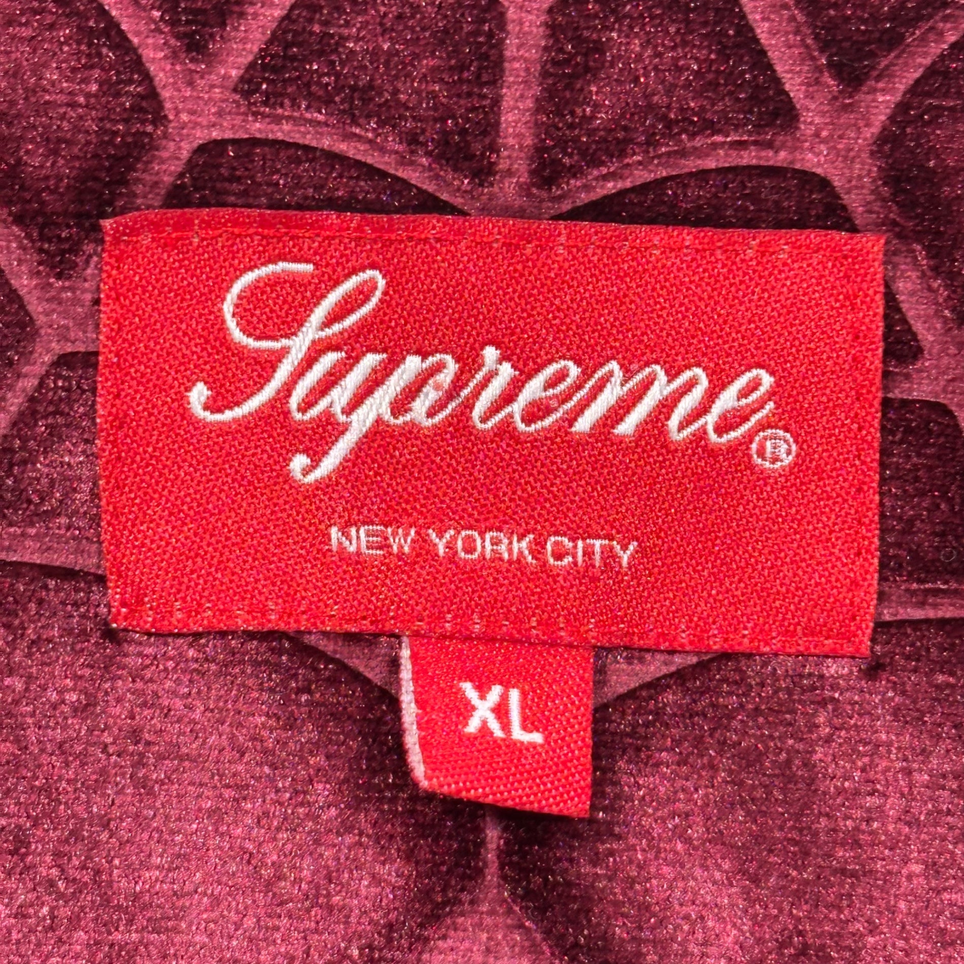 SUPREME(シュプリーム) 2021AW Spider Web Velvet S/S Shirt スパイダー ウェブ 半袖 シャツ XL ボルドー